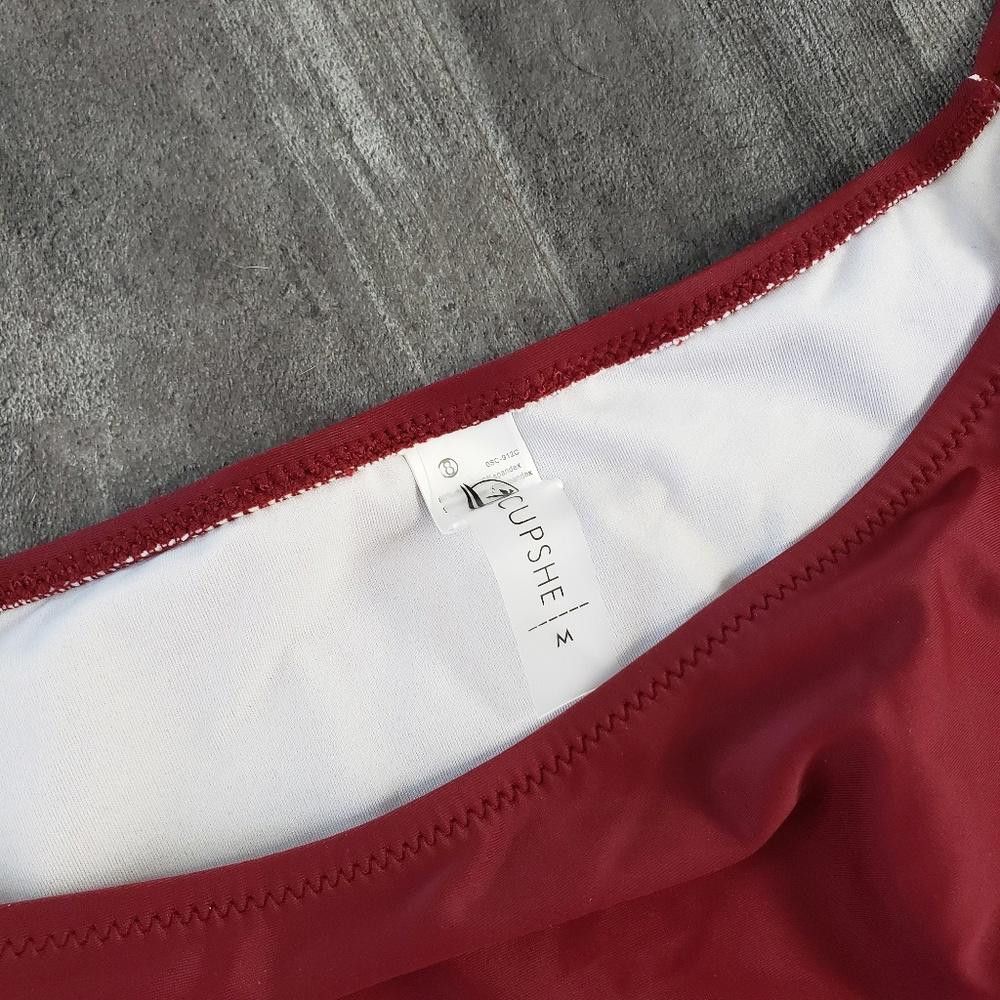 Designer Burgundy Strapped Cupshe Bikini Bottoms Size ONE SIZE - 4 Thumbnail