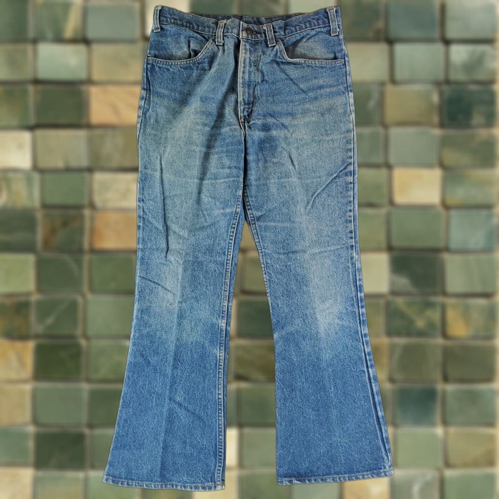 Levi's VINTAGE Levi's 646 Bell Bottoms Jeans Whiskering Talon 42 Mens 33x29 Blue Flared 70s Mens Size US 33 - 1 Thumbnail