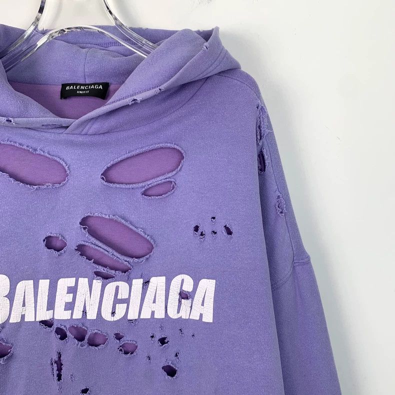 Balenciaga Balenciaga Cotton hooded long-sleeve sweatshirt with purpl Size US S / EU 44-46 / 1 - 3 Thumbnail