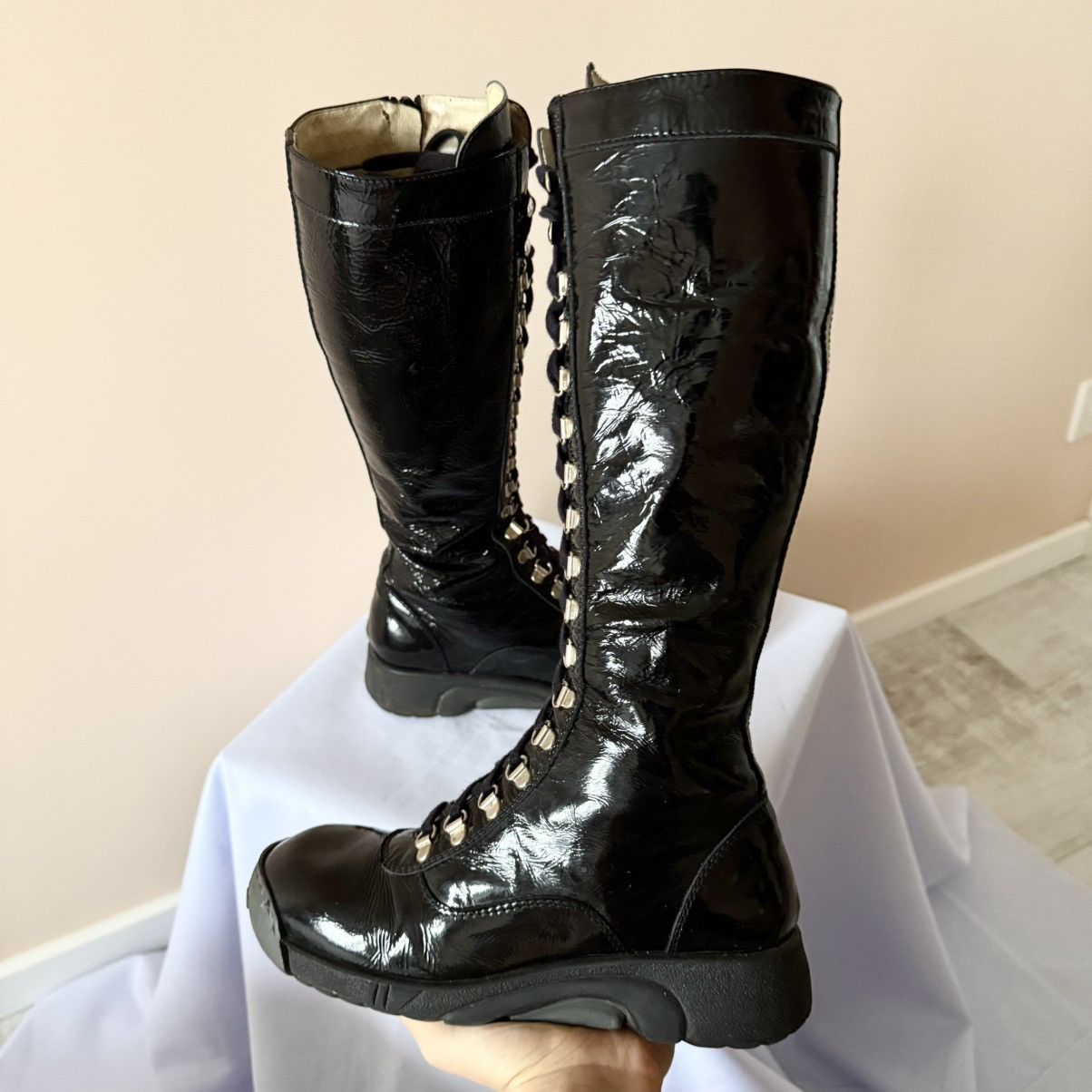 Hysteric Glamour Vintage Y2K Bumper Boxing Racing Zip Lace Up Boots Size US 7 / IT 37 - 6 Thumbnail