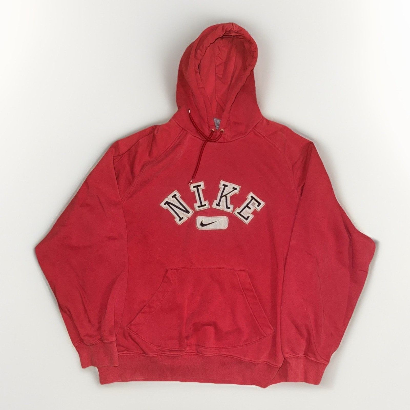 Nike × Vintage Nike Silver Tag Embroidered Swoosh Hoodie Red Large 22x27 Size US L / EU 52-54 / 3 - 1 Thumbnail