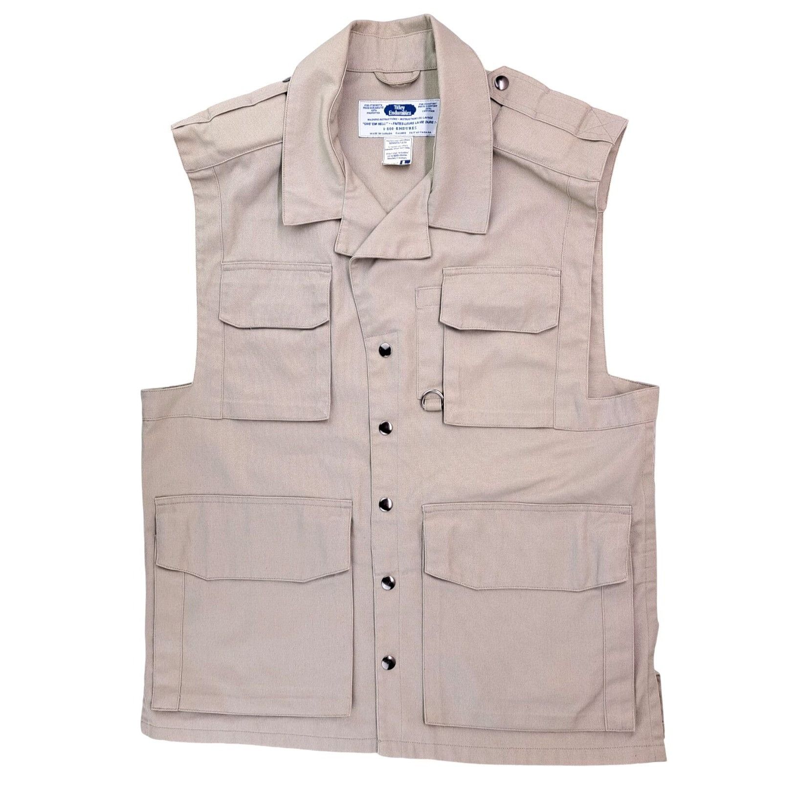 Vintage Tilley Endurables Tan Safari Vest Pockets Men Large