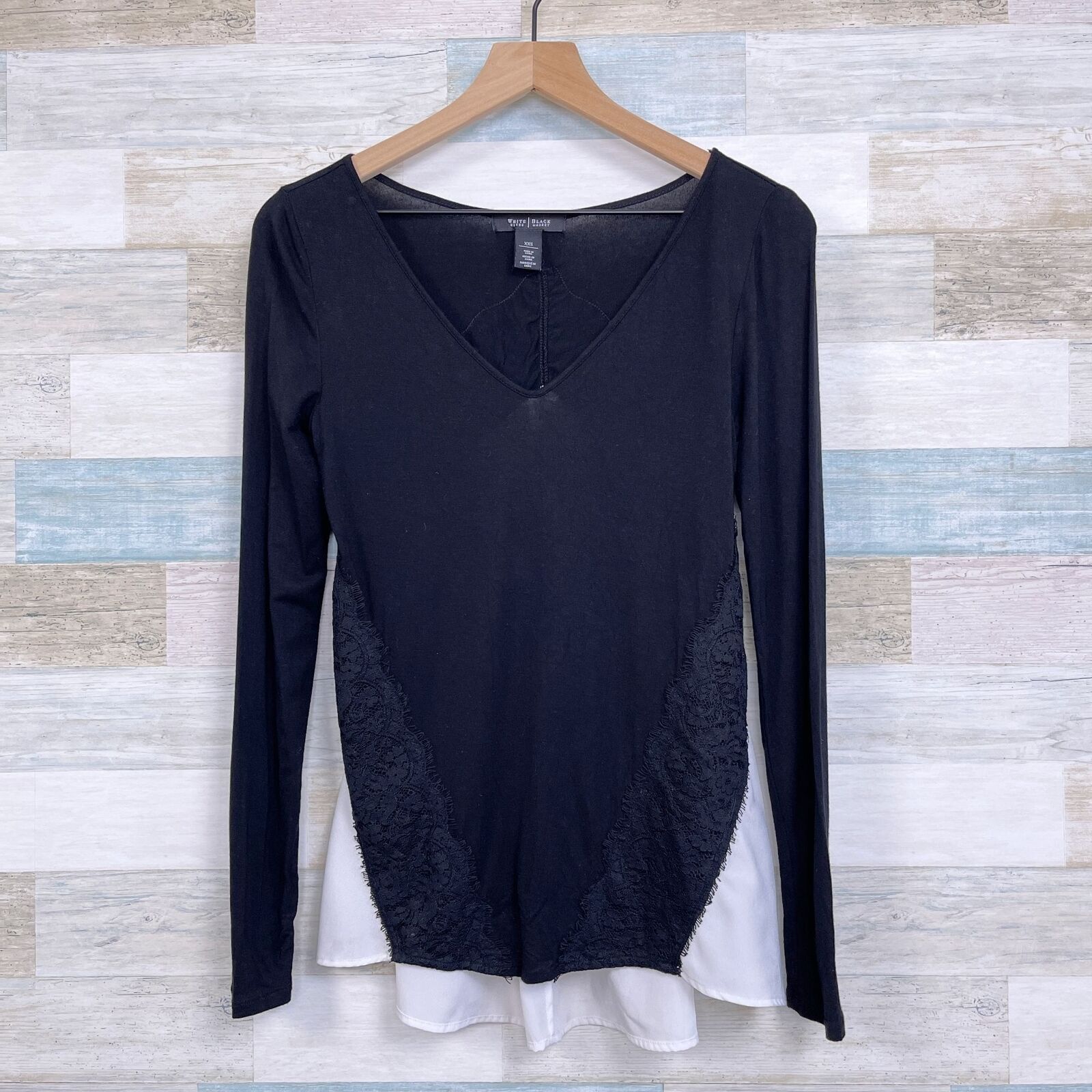 White House Black Market White House Black Market Lace Mixed Media Long Sleeve XXS Size XXS / US 00 / IT 34 - 1 Thumbnail