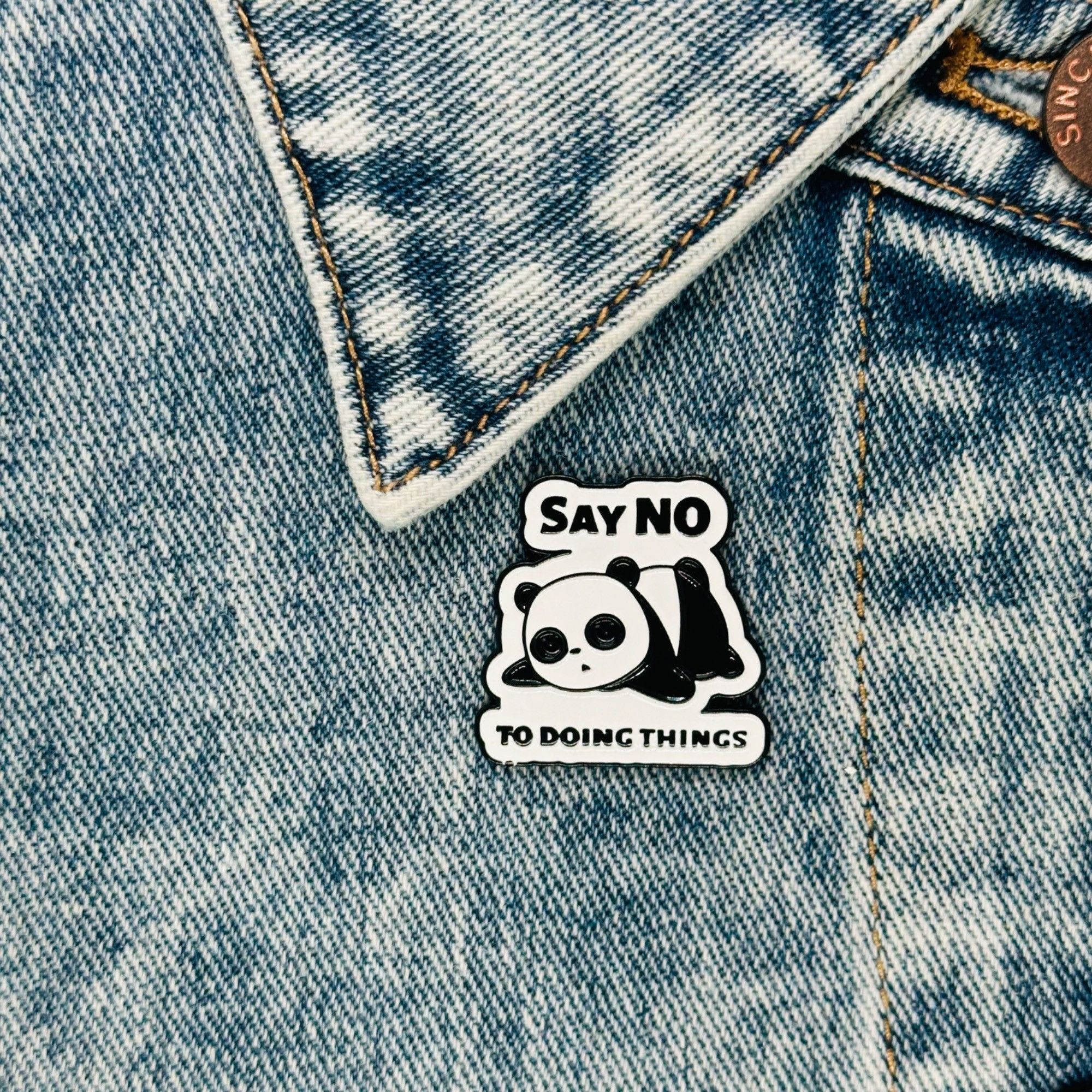 Other ⭐Oz Enamel Pin Lazy Panda Animal Broch Say No To Doing Thing Size ONE SIZE - 1 Thumbnail