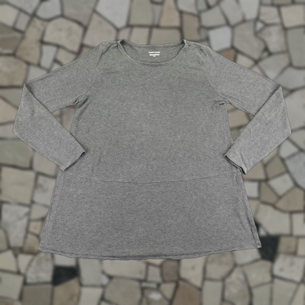 Eileen Fisher Eileen Fisher Shirt Women M Gray Knit Pullover Crew Neck Lightweight Casual T-Shirt Womens Size M / US 6-8 / IT 42-44 - 1 Thumbnail