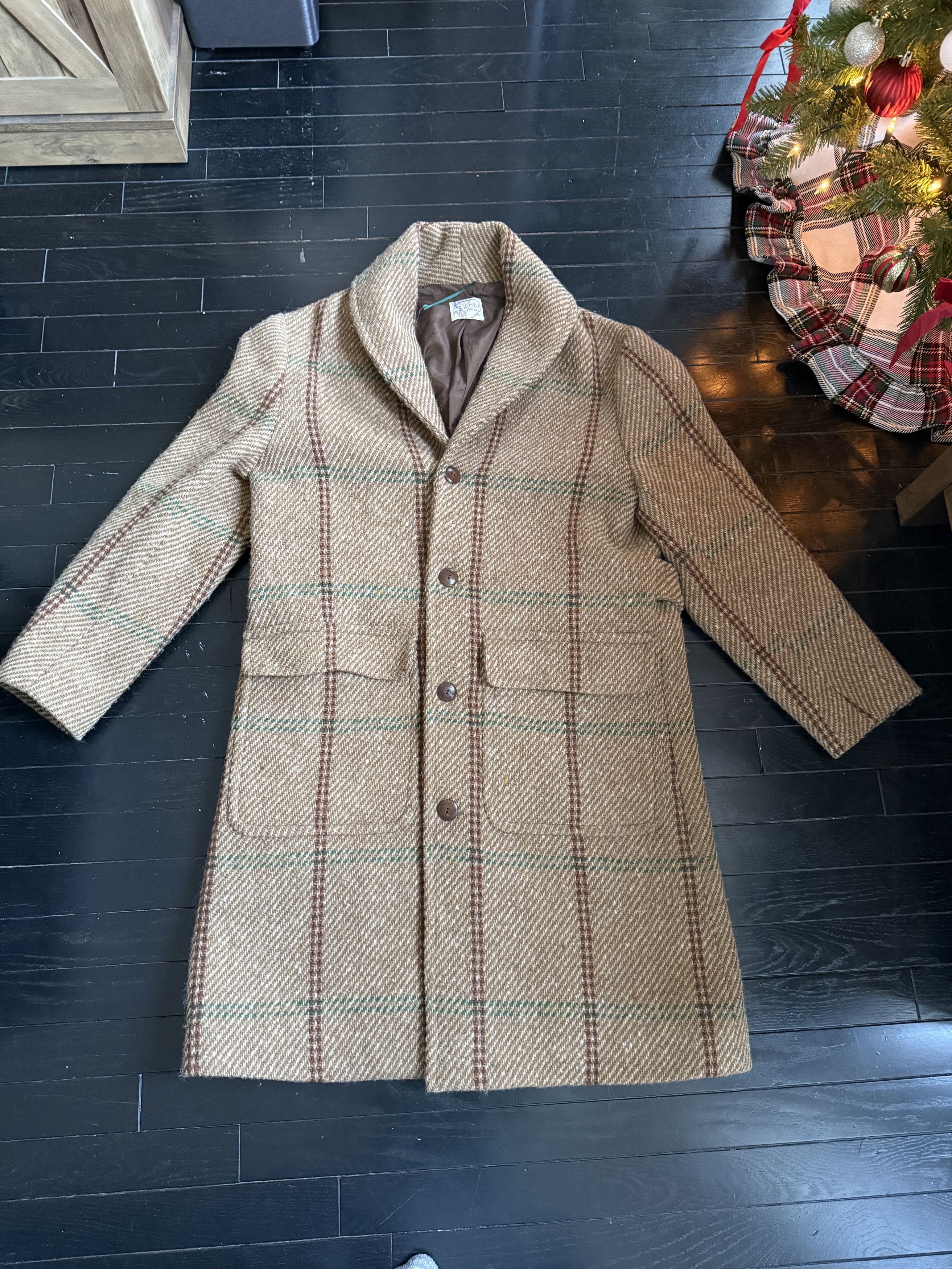 WYTHE Shawl Collar Wool Overcoat - Rust and Evergreen Windowpane Size US S / EU 44-46 / 1 - 2 Thumbnail