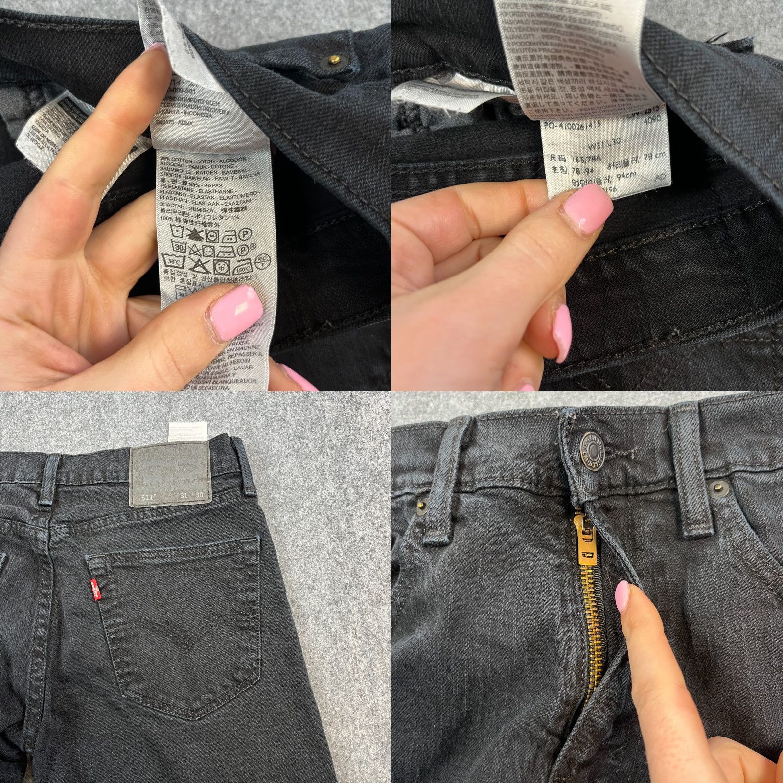 Levi's Levi's 511 Jeans Slim Tapered 31 30 Black Dark Wash Denim Zip Fly Mens Regular Stretch 5-Pocket Size US 31 - 8 Thumbnail