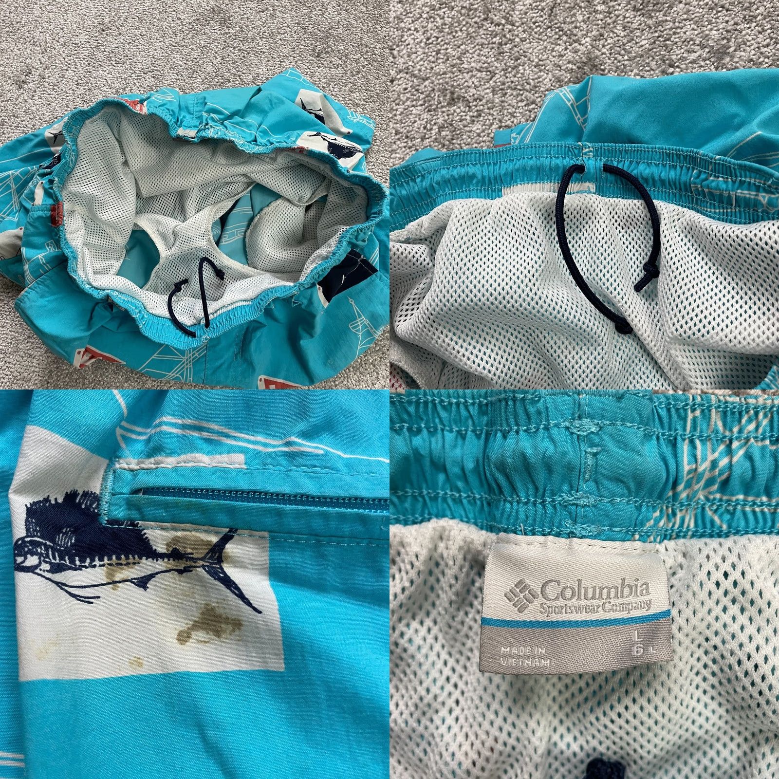 Vintage Columbia PFG Board Shorts Mens Large Blue Fishing Swimming Trunks Omni Shade Size US 33 - 8 Thumbnail