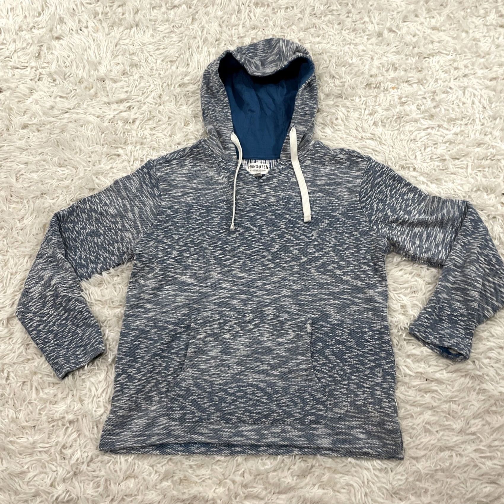 Hang Ten Hang Ten Hoodie Adult L Blue Gray Stripe Surf Beach Pullover Hooded Knit Sweatshirt Sweatshirt Size US L / EU 52-54 / 3 - 2 Thumbnail
