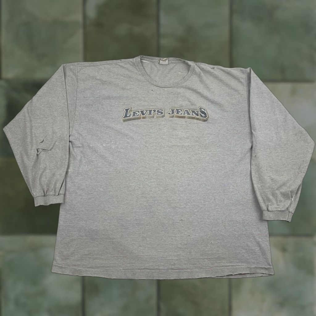 Levi's VINTAGE Levi's Jeans Long Sleeve Shirt Adult XL Gray Thrashed Worn Faded 90s USA Mens Shirt XL Gray 90s Levi's Size US XL / EU 56 / 4 - 1 Thumbnail