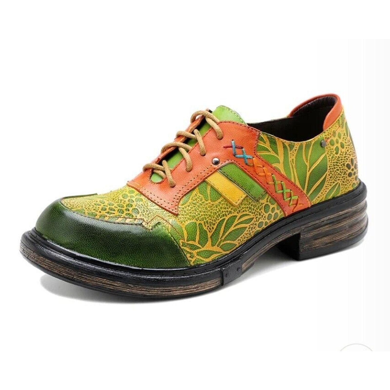 & Other Stories New BOHO Hand Printed Hippie Art Leather Oxford Shoes 5/6 36 Size US 6 / IT 36 - 8 Thumbnail