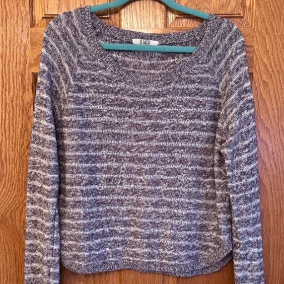 BB Dakota BB Dakota Women's Gray Striped Pullover Sweater Size L Long Size L / US 10 / IT 46 - 1 Thumbnail