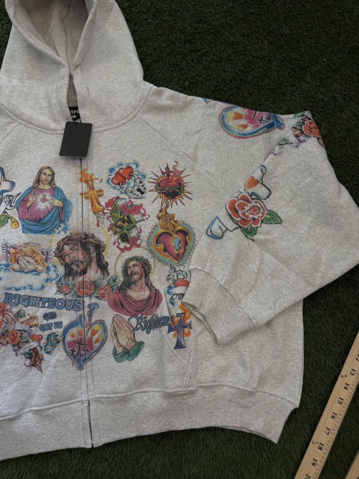 Other We Are Righteous Zip Up Hoodie Grey Size Large (NEW) Size US L / EU 52-54 / 3 - 4 Thumbnail