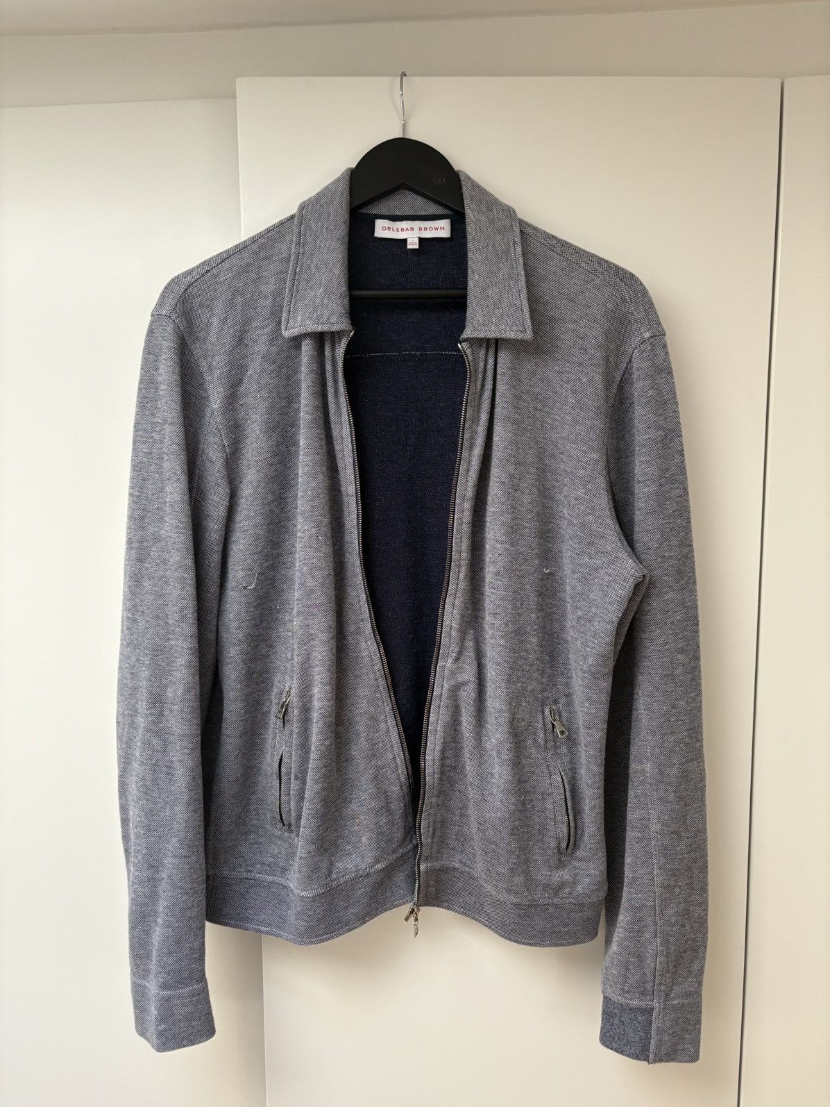 Orlebar Brown Orlebar Brown Knit Cotton Zip Up Sweater (grey blue colour) Size US L / EU 52-54 / 3 - 3 Thumbnail