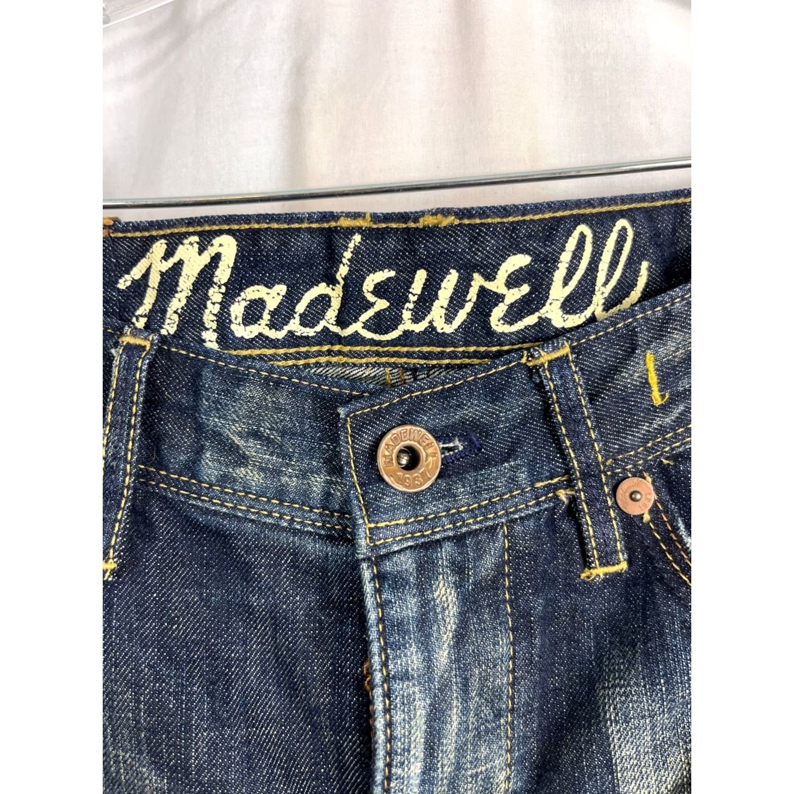 Madewell Madewell Rail Straight Jeans Distressed Dark Wash Women 24x34 Blue Denim Size 42" / US 20 - 2 Thumbnail