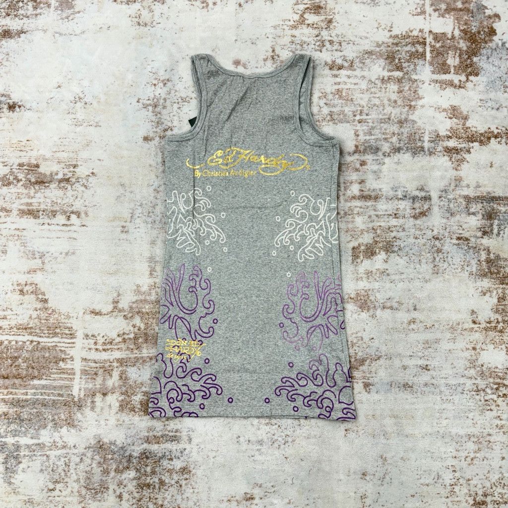 Ed Hardy Vintage ED Y2K Ribbed Tank Dress Bodycon Size XL Size XL / US 12-14 / IT 48-50 - 4 Thumbnail