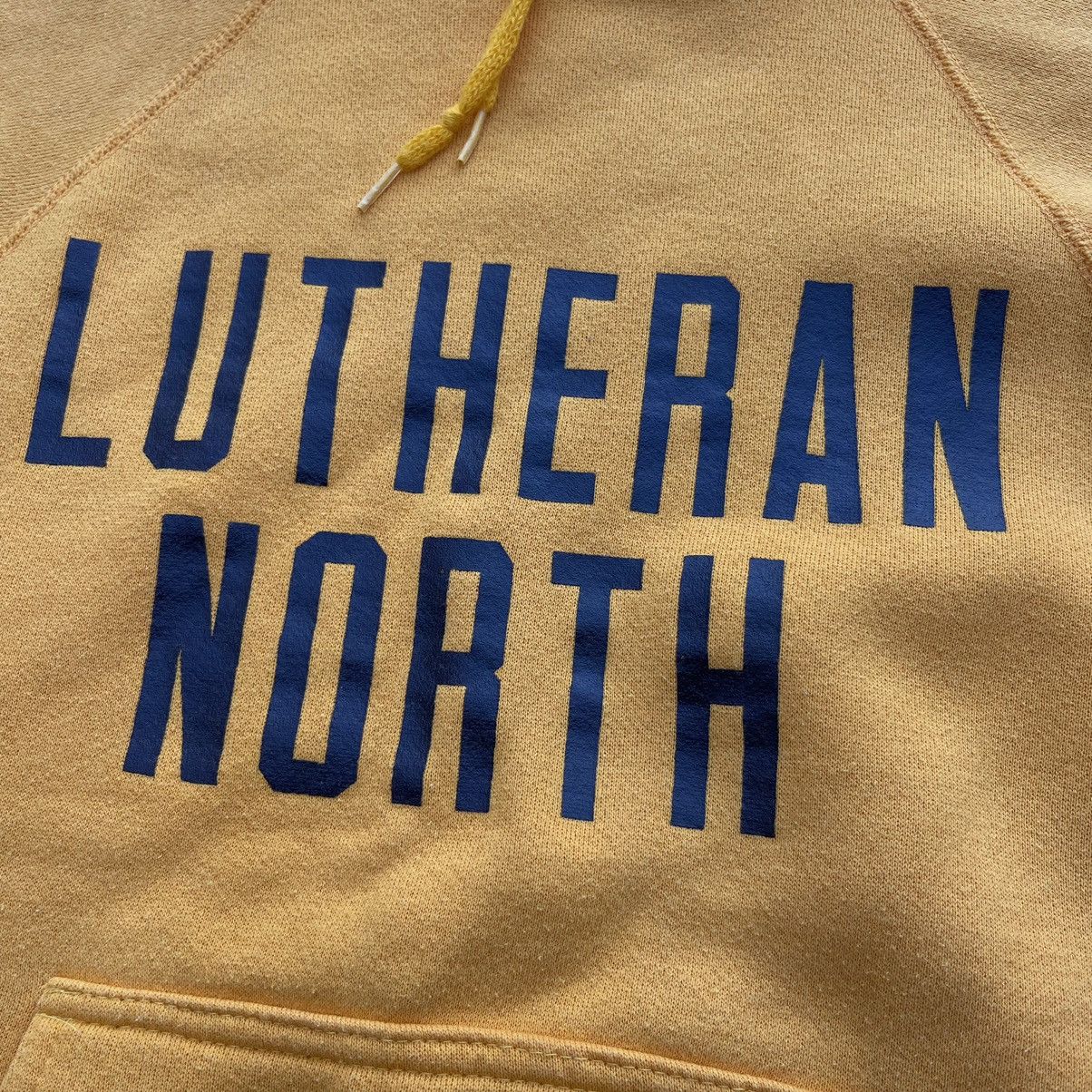 Vintage Vintage 80s LUTHERAN NORTH DISCUS ATHLETIC Raglan Hoodie Size US L / EU 52-54 / 3 - 4 Thumbnail