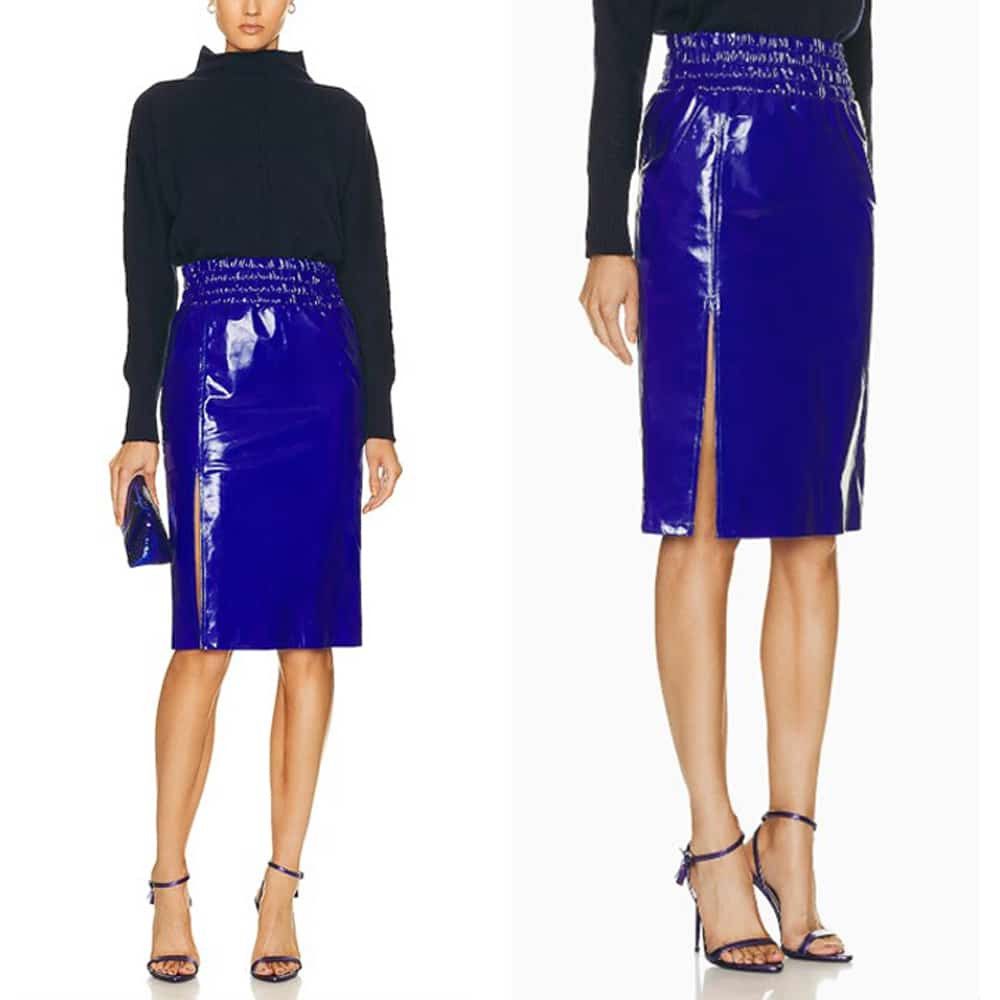 Tom Ford o1loc1c0924 GCL849 Leather Skirt in Blue Size 26" / US 2 / IT 38 - 2 Thumbnail