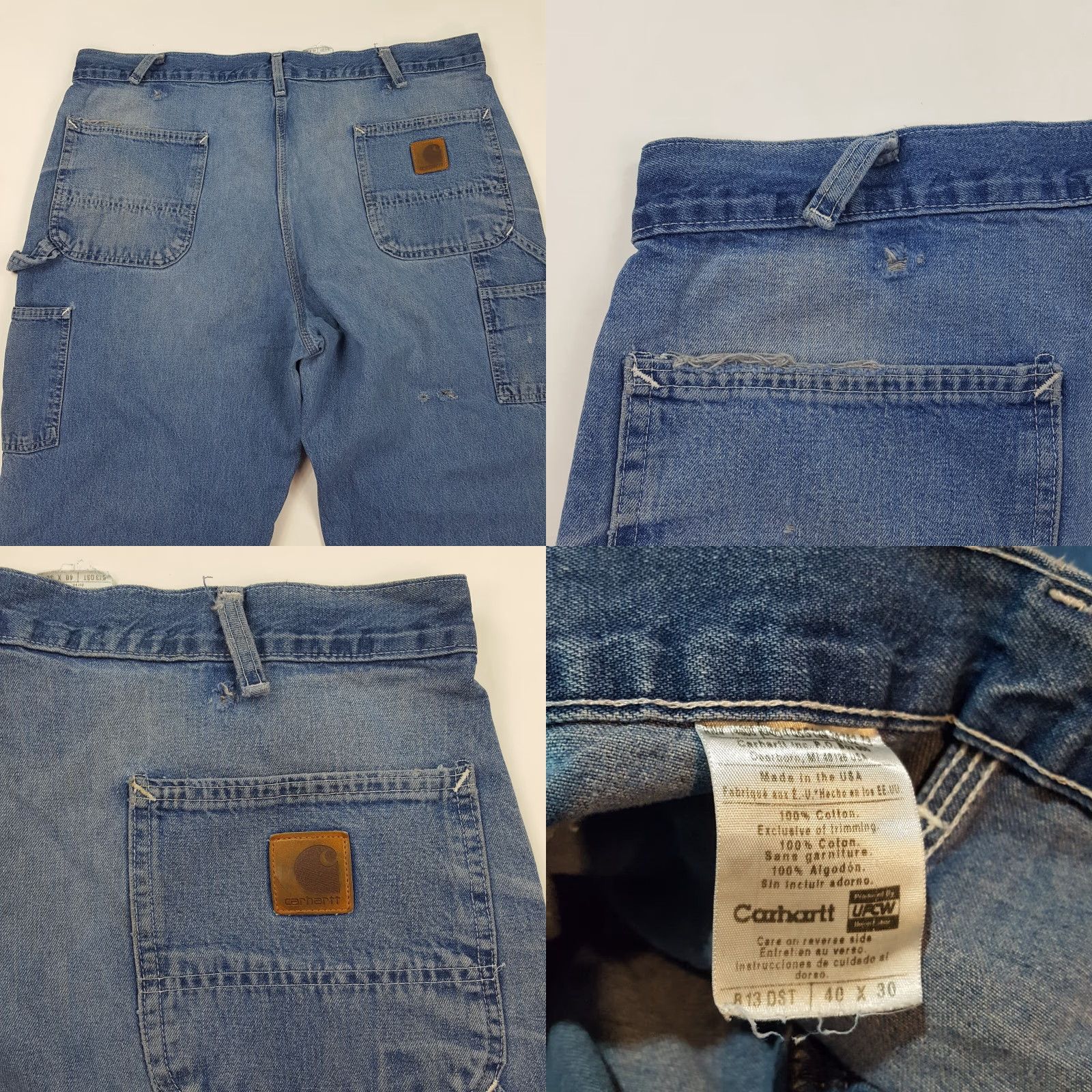 Carhartt VINTAGE Carhartt Jeans Denim 40x30 Blue 90s Grunge Workwear Distressed Carpenter Regular Mens Jeans Size US 40 / EU 56 - 8 Thumbnail