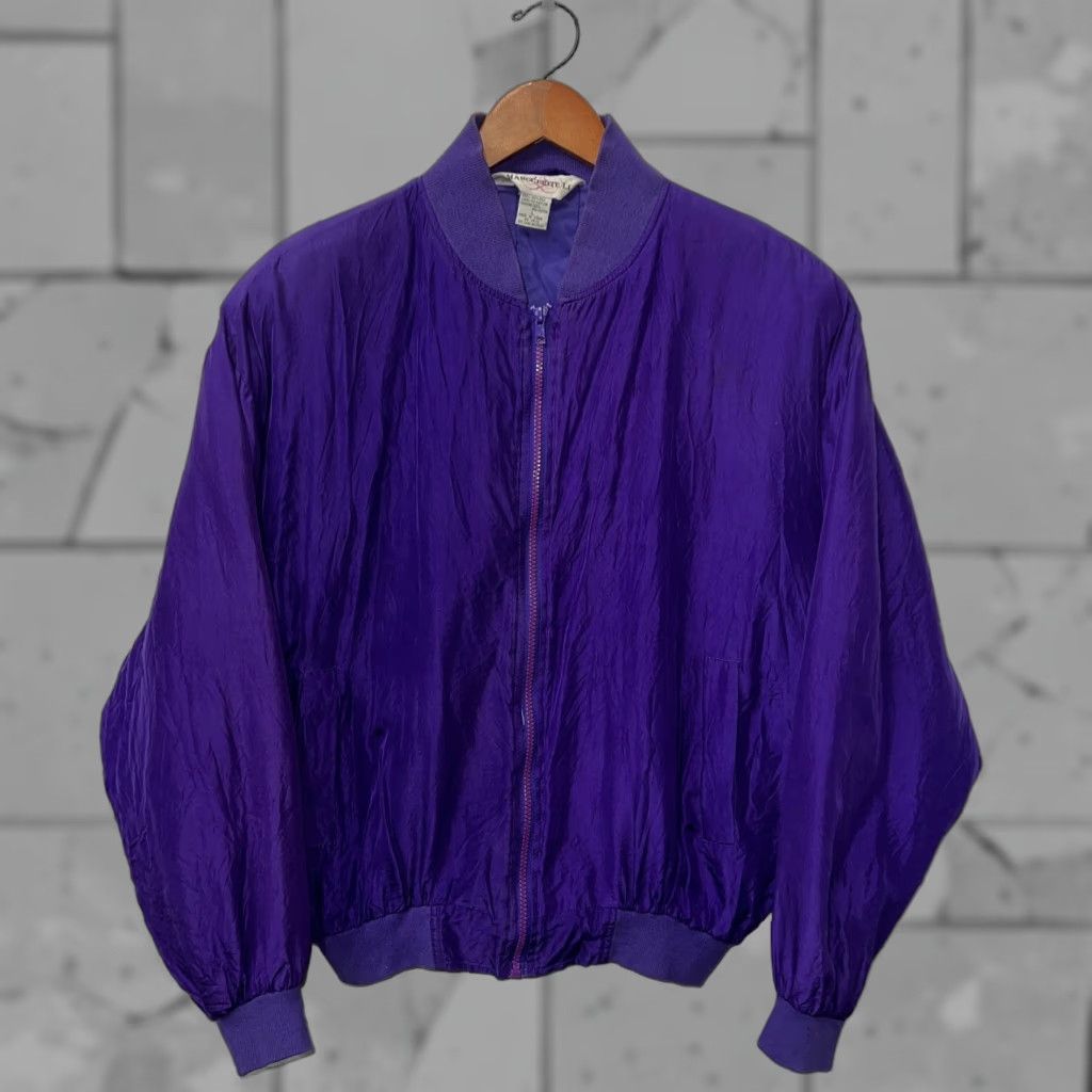 Vintage VTG Marguerite Li Purple Silk Nylon Full Zip Jacket WOMENS L Purple Silk Nylon Full Zip Jacket Womens L Size L / US 10 / IT 46 - 1 Thumbnail