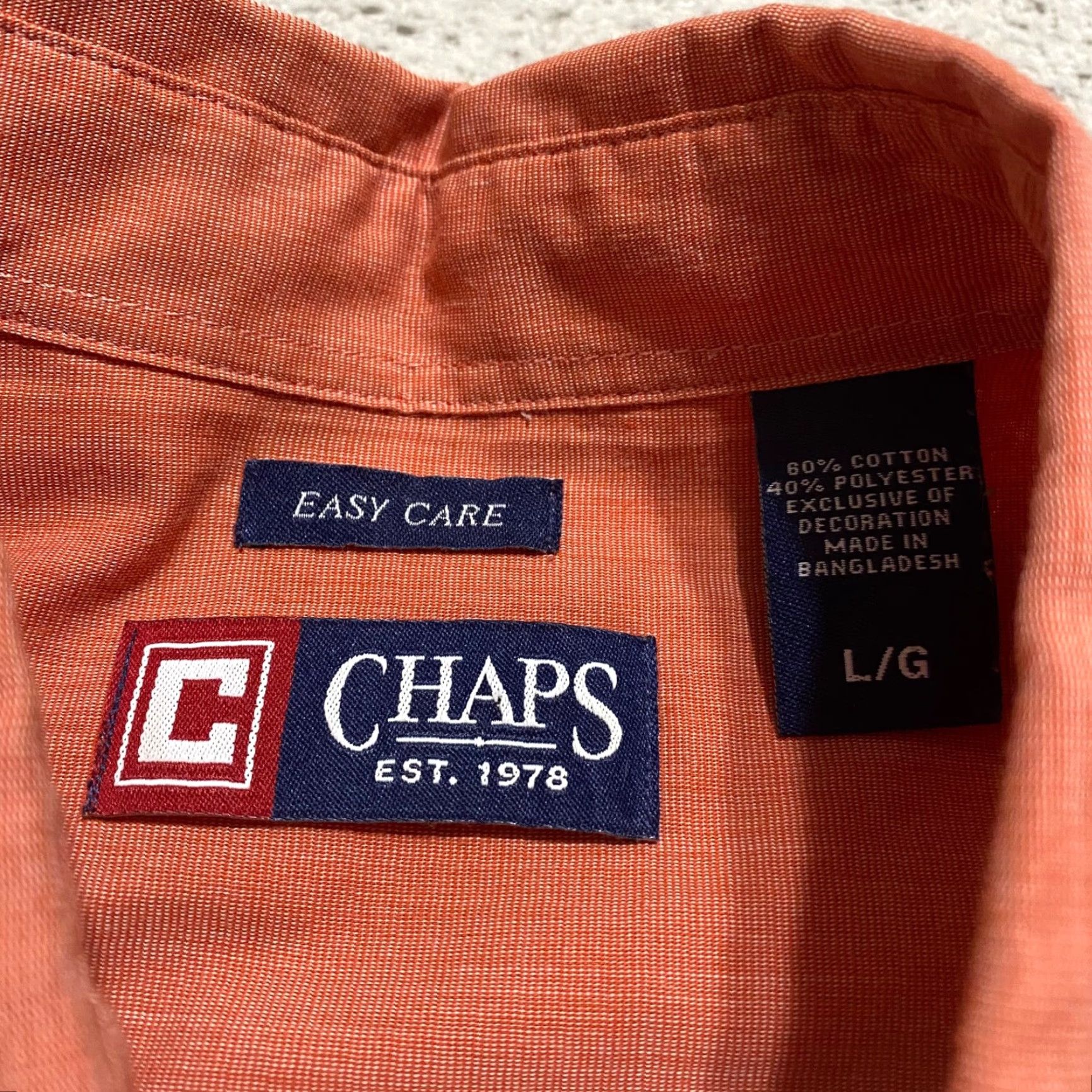Chaps Ralph Lauren Chaps Mens Large Shirt Orange Long Sleeve Button-Down Easy Care Size US L / EU 52-54 / 3 - 5 Thumbnail