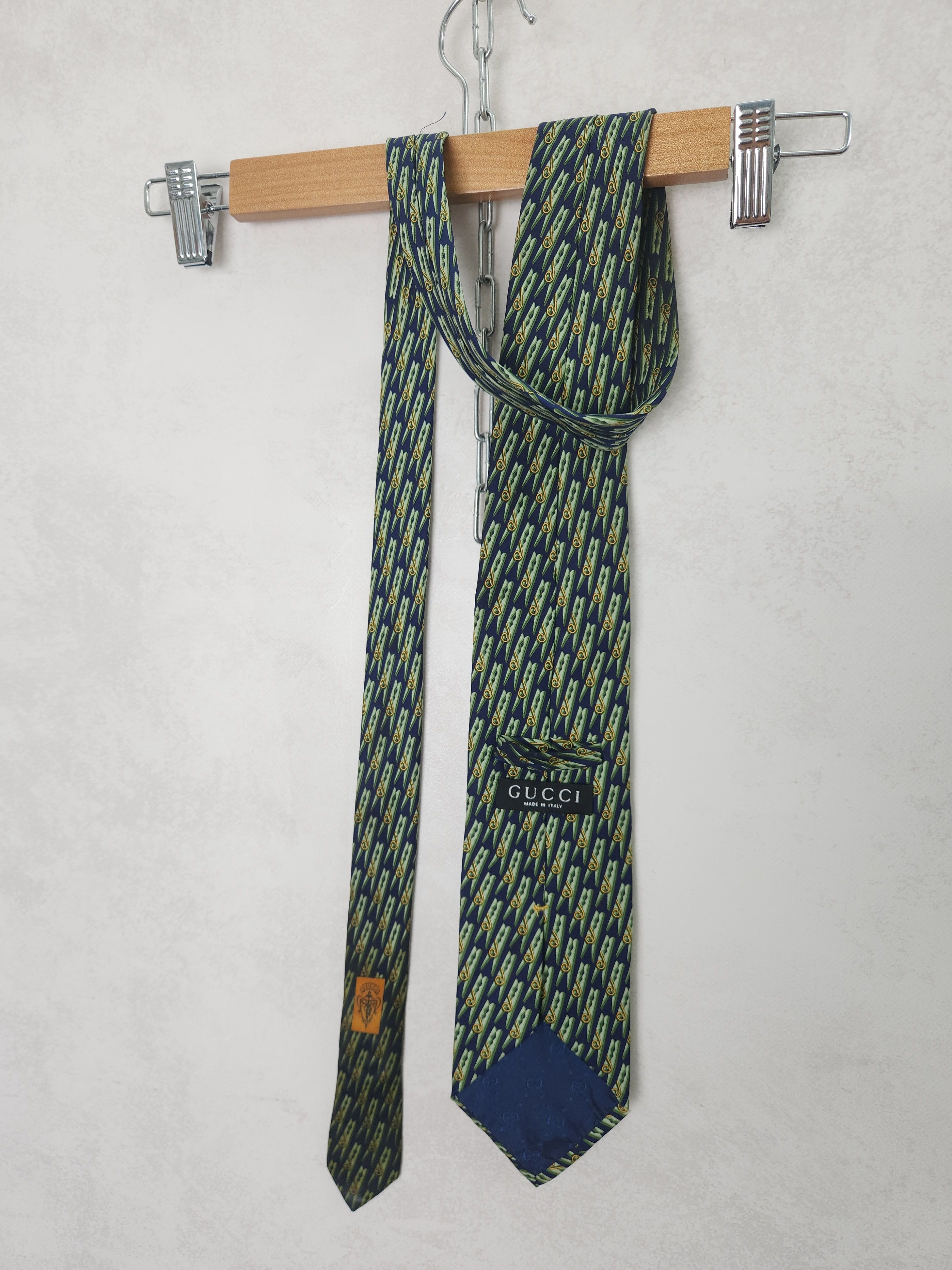Gucci Vintage Gucci clothespin monogramm silk tie Size ONE SIZE - 1 Thumbnail