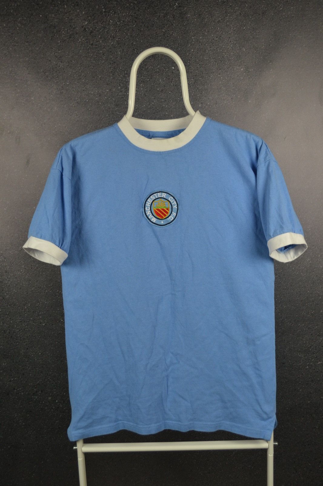 Vintage Manchester City Home Football Shirt Score Draw Retro Soccer Size US S / EU 44-46 / 1 - 1 Thumbnail