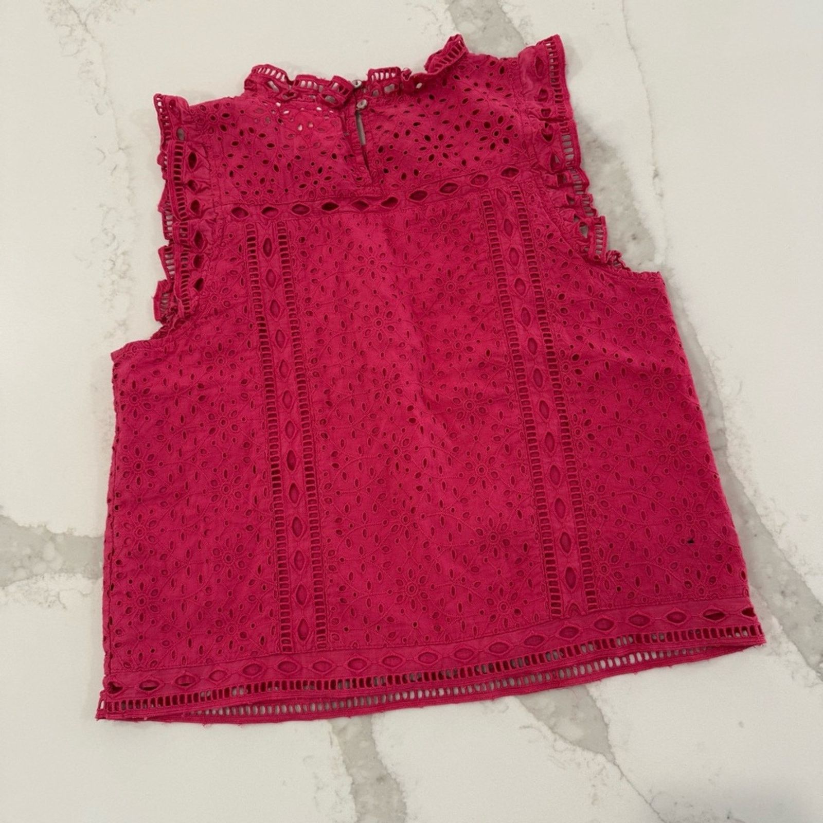 Anthropologie Maeve Anthropologie Ruffle Eyelet Sleeveless Blouse Womens 2 Size XS / US 0-2 / IT 36-38 - 7 Thumbnail