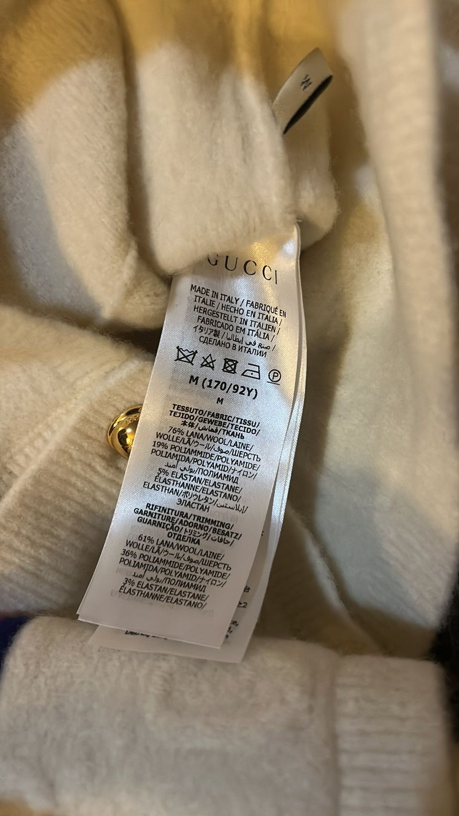 Gucci Gucci Felted GG Fine Wool Cardigan Ivory/Blue/Red Size M Size M / US 6-8 / IT 42-44 - 11 Thumbnail