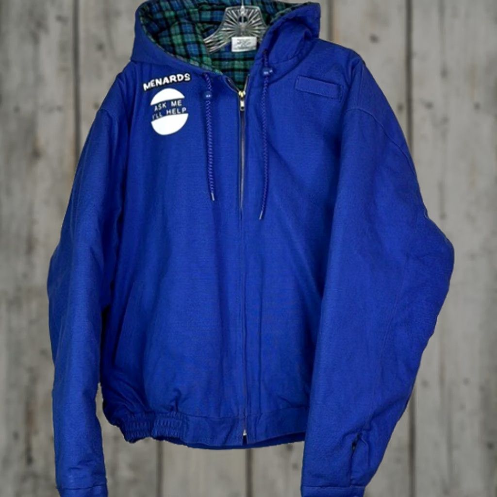 Vintage Menards Blue Insulated Hooded Jacket Large Size US L / EU 52-54 / 3 - 1 Thumbnail