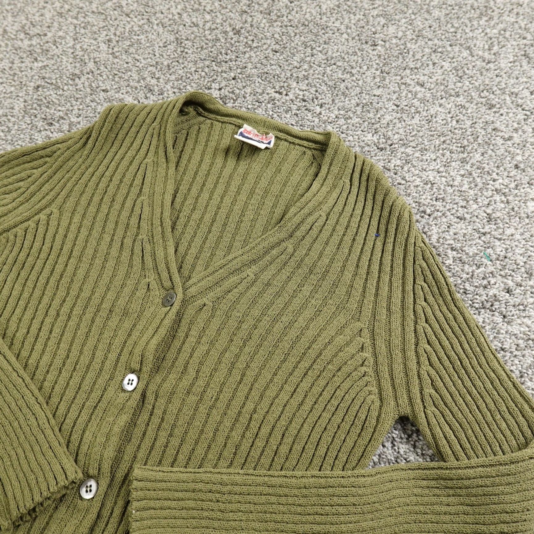 Vintage Gentryportofino Cardigan Womens S Green Rib Knit Button Front Sweater Top Italy Size S / US 4 / IT 40 - 2 Thumbnail