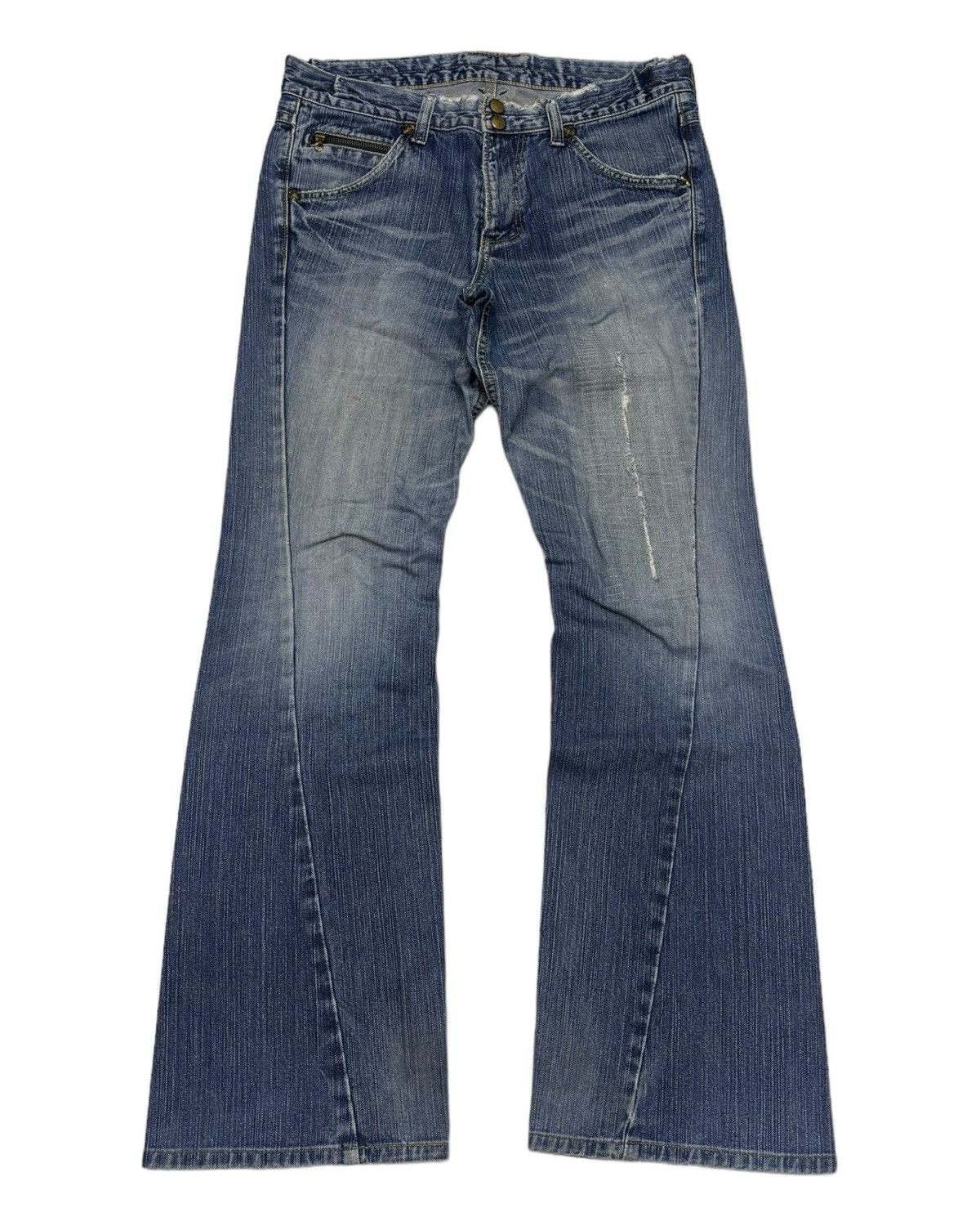 FLARE💥90s LEE RIDERS FLARED BLUE WASH DISTRESS DENIM JEANS