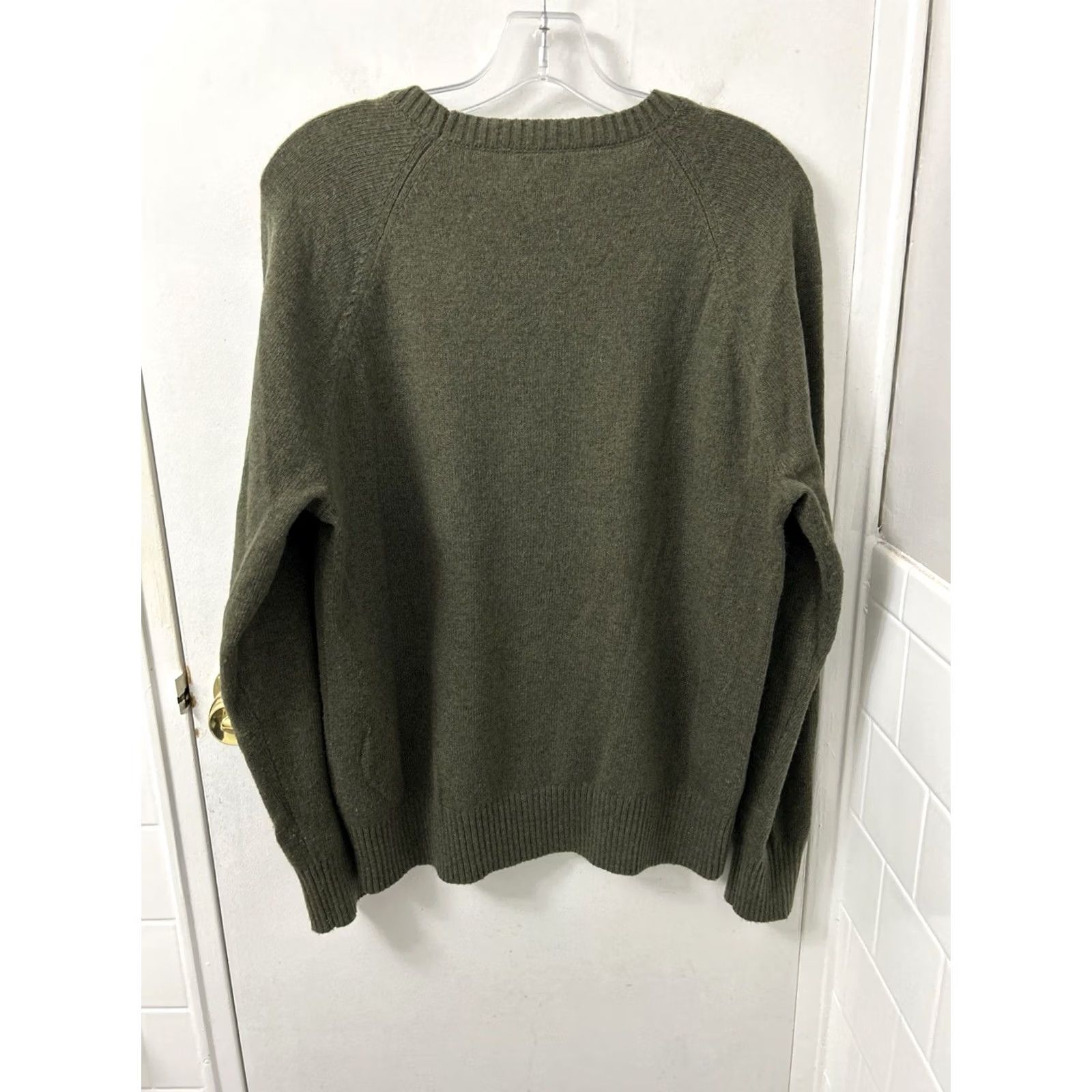J.Crew J.CREW Sweater Mens Medium Olive Green Raglan Crewneck Pullover Lambswool Nylon Knit Casual Fall Winter Size US M / EU 48-50 / 2 - 6 Thumbnail