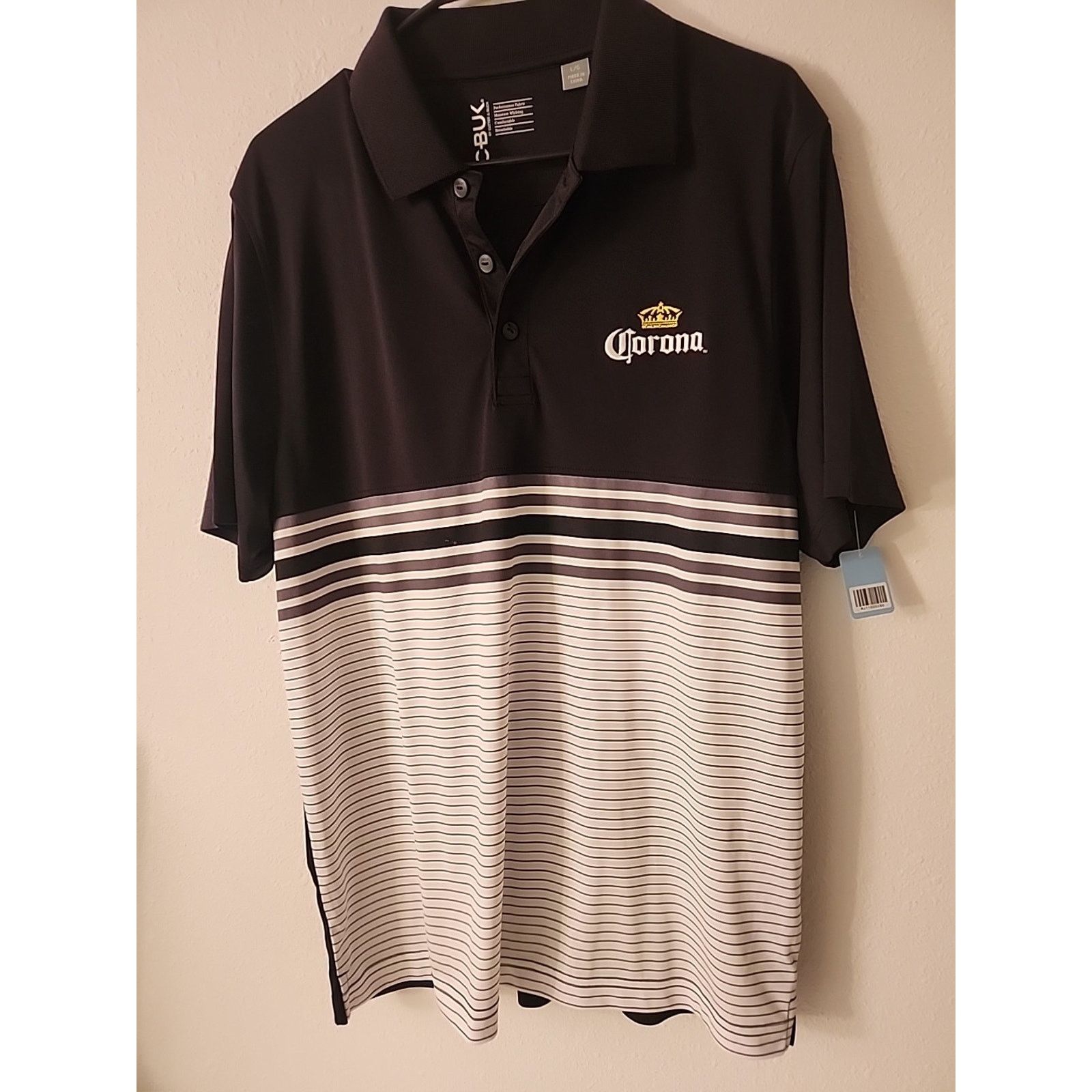 Other Corona Multicolor Golf Polo Black and Striped Mens dry fit Size US L / EU 52-54 / 3 - 4 Thumbnail