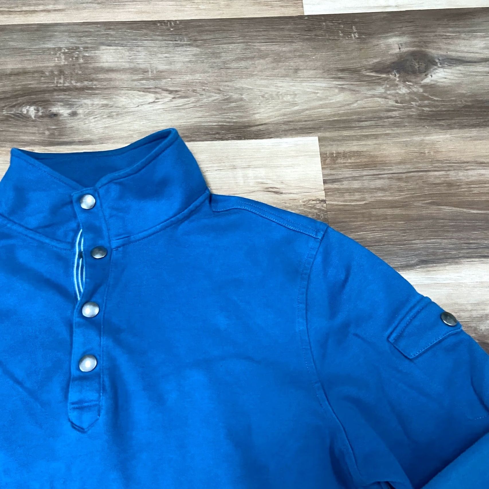 Banana Republic Banana Republic Sweater Mens Large Blue Mock Neck Long Sleeve 1/4 Snap Pullover Cotton Size US L / EU 52-54 / 3 - 3 Thumbnail