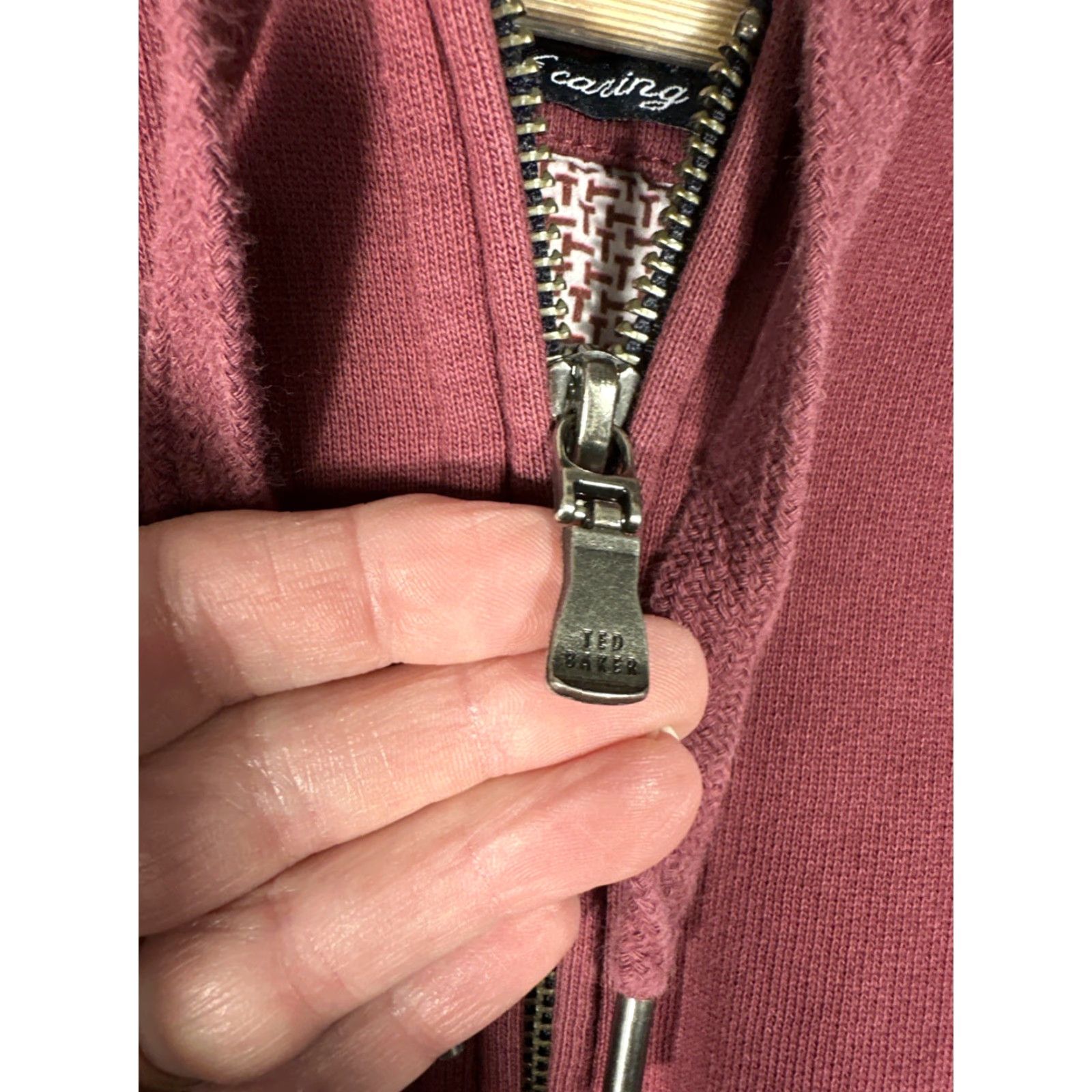 Ted Baker Ted Baker London Men's Burgundy Hoodie Spellout Full Zip Activewear Jacket L Red Size US L / EU 52-54 / 3 - 5 Thumbnail