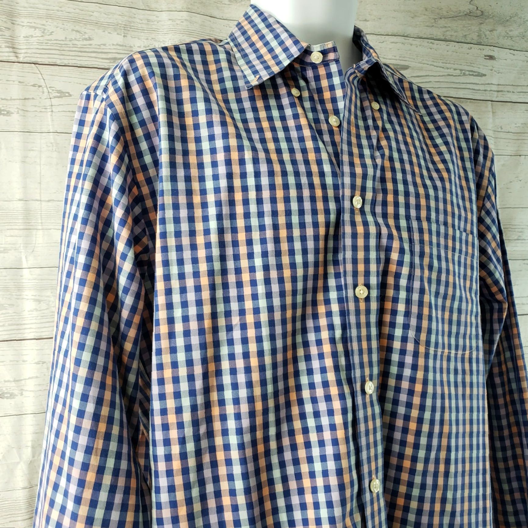 Brooks Brothers Brooks Brothers Shirt Mens Sz Medium Blue Orange Checkered Cotton Button Front Size US M / EU 48-50 / 2 - 2 Thumbnail