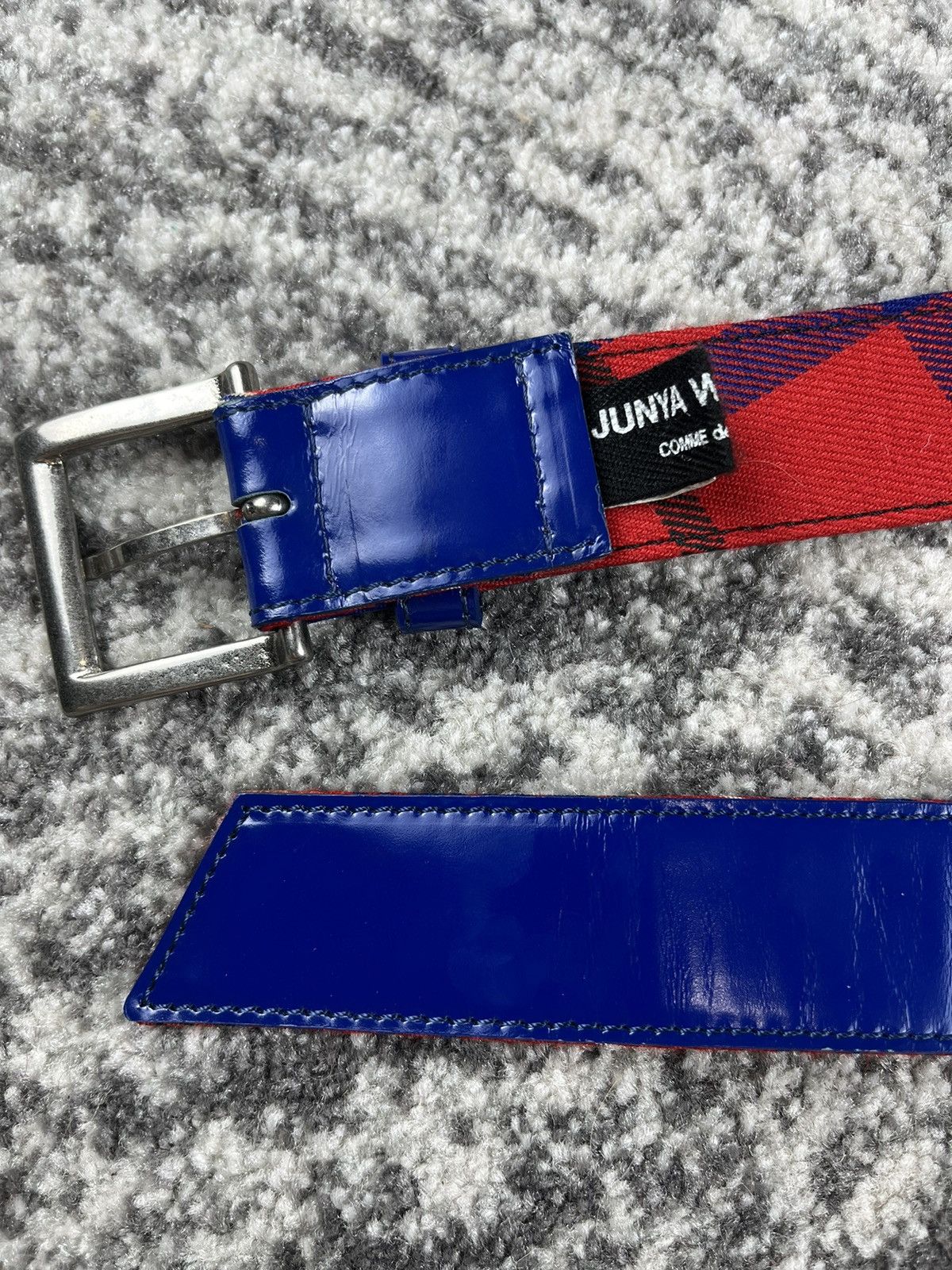 Junya Watanabe Junya Watanabe Plaid Lined Buckle Leather Belt Blue Size ONE SIZE - 5 Thumbnail