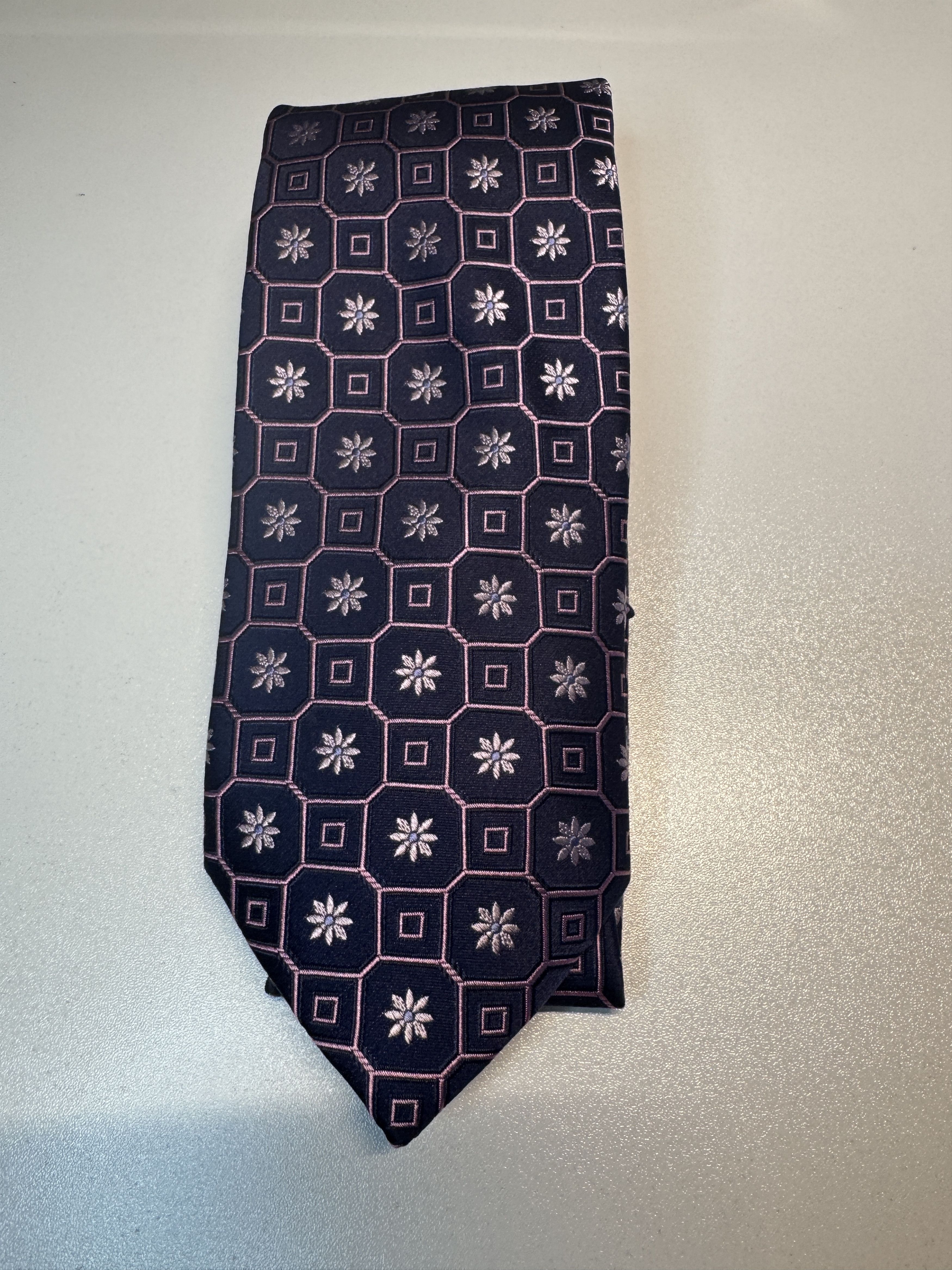 Ike Behar Ike Behar Men's Silk Tie Navy Pink Size ONE SIZE - 2 Thumbnail