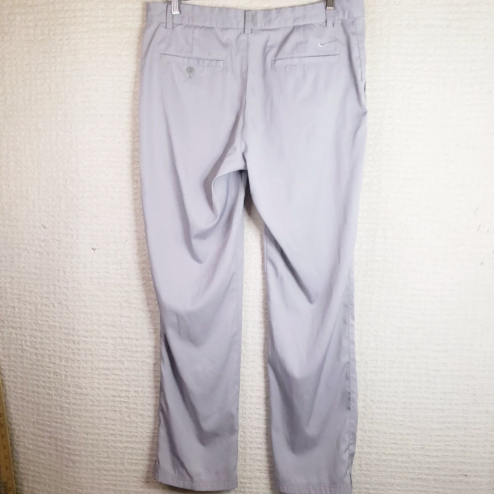 Nike Nike Dri-Fit Golf Pants Mens 34x32 Gray Flat Front Chino Slim Regular Waist 34 Inseam 32 Logo Button Pockets Size US 34 / EU 50 - 6 Thumbnail
