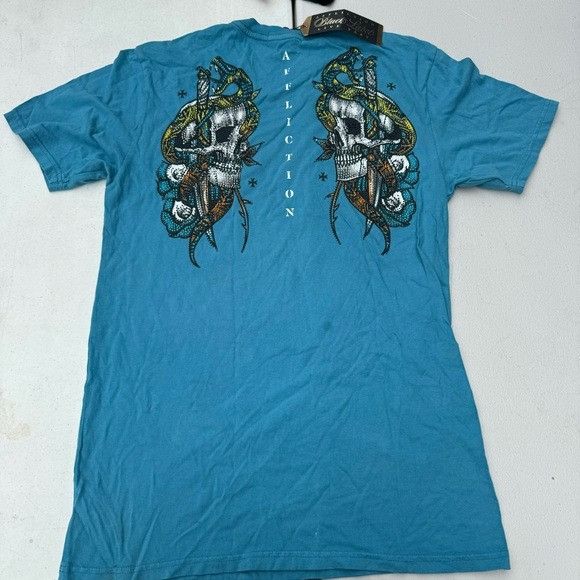 Affliction × Designer NWT AFFLICTION ROADHOUSE BLUE T-SHIRT SZ SMALL S Size US S / EU 44-46 / 1 - 7 Thumbnail