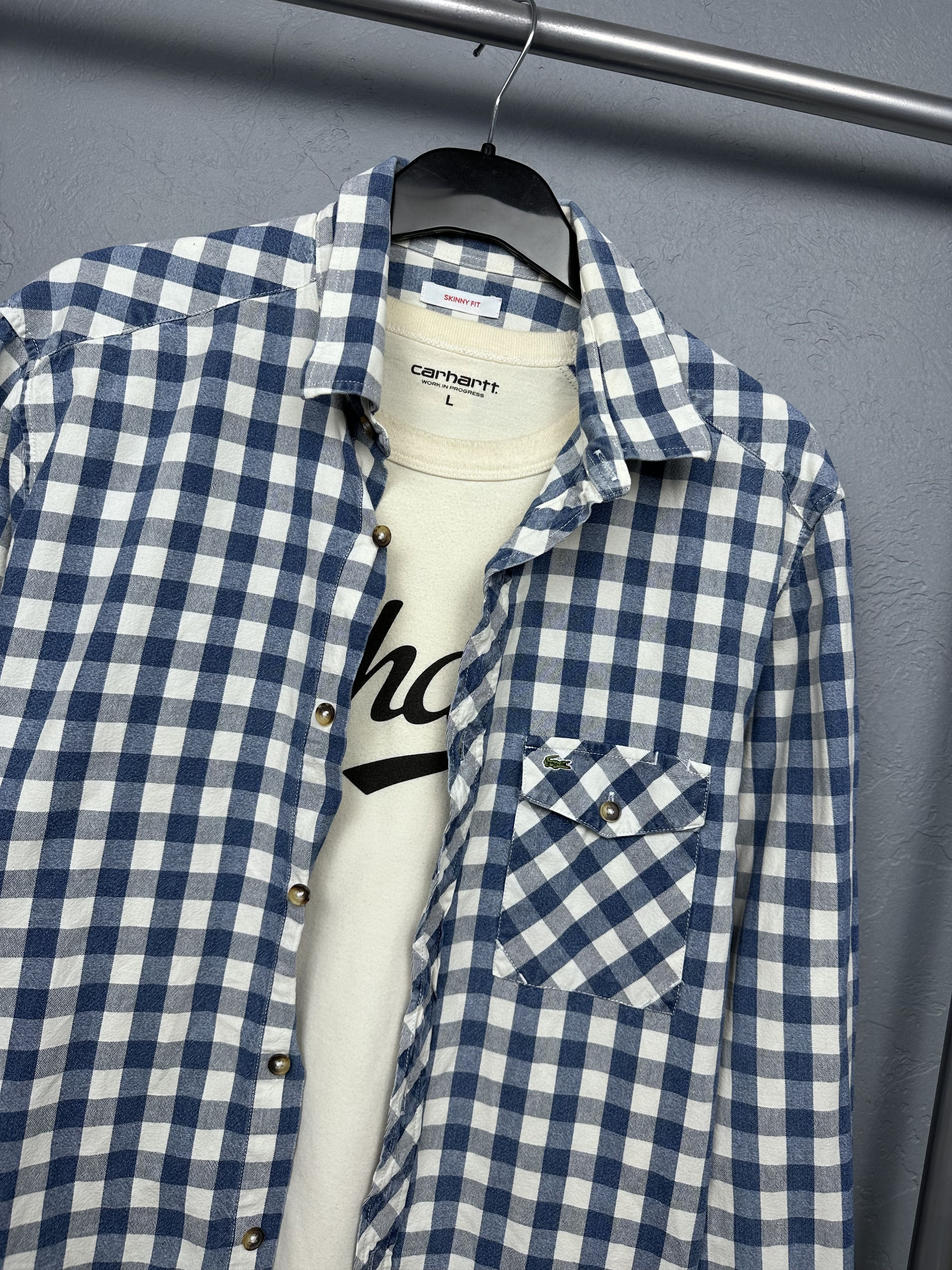 Lacoste Lacoste Live Mens Long Sleeve Plaid Shirt Size US L / EU 52-54 / 3 - 2 Thumbnail