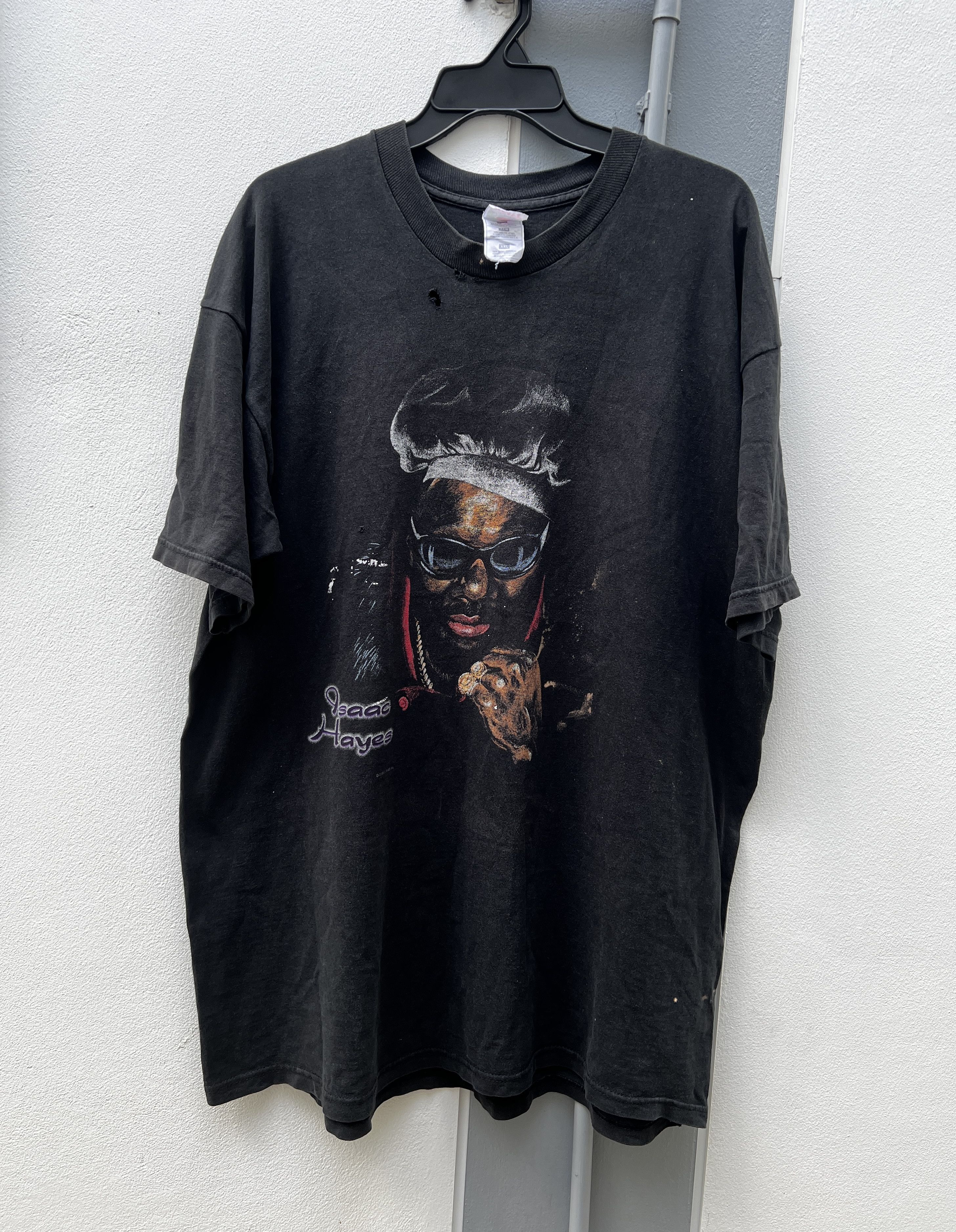 Rap Tees × Vintage Vintage 90s Isaac Hayes Tee 2XL Distressed Faded Thrashed Size US XXL / EU 58 / 5 - 2 Thumbnail