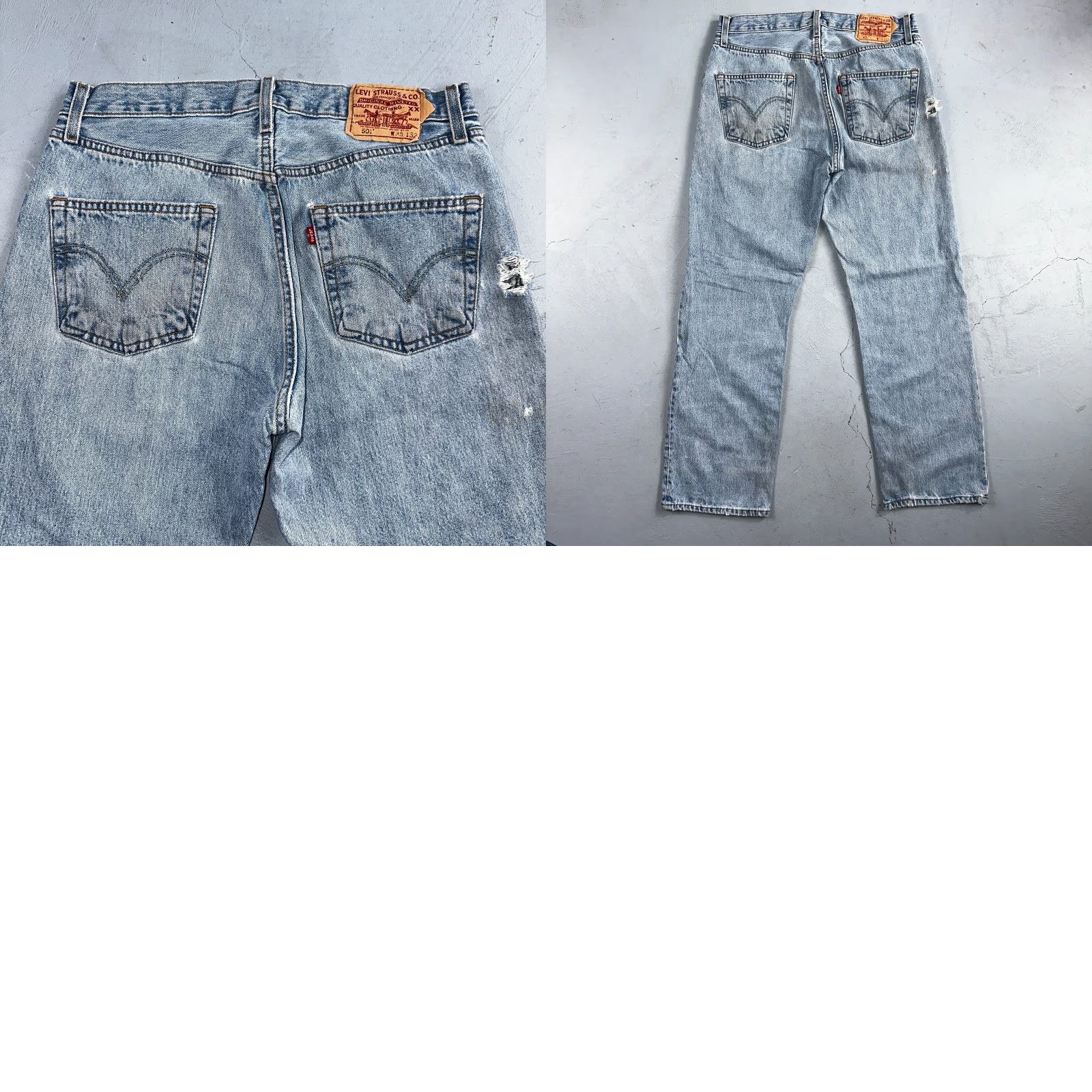 Levi's VINTAGE Levi's 501 Jeans Straight 35x32 Blue Light Wash 32x29 Denim Cotton 5-Pocket Mens Regular Size US 35 - 11 Thumbnail