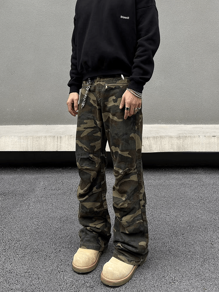Vintage punk fade camo military cargo flared pants Size US 32 / EU 48 - 6 Thumbnail