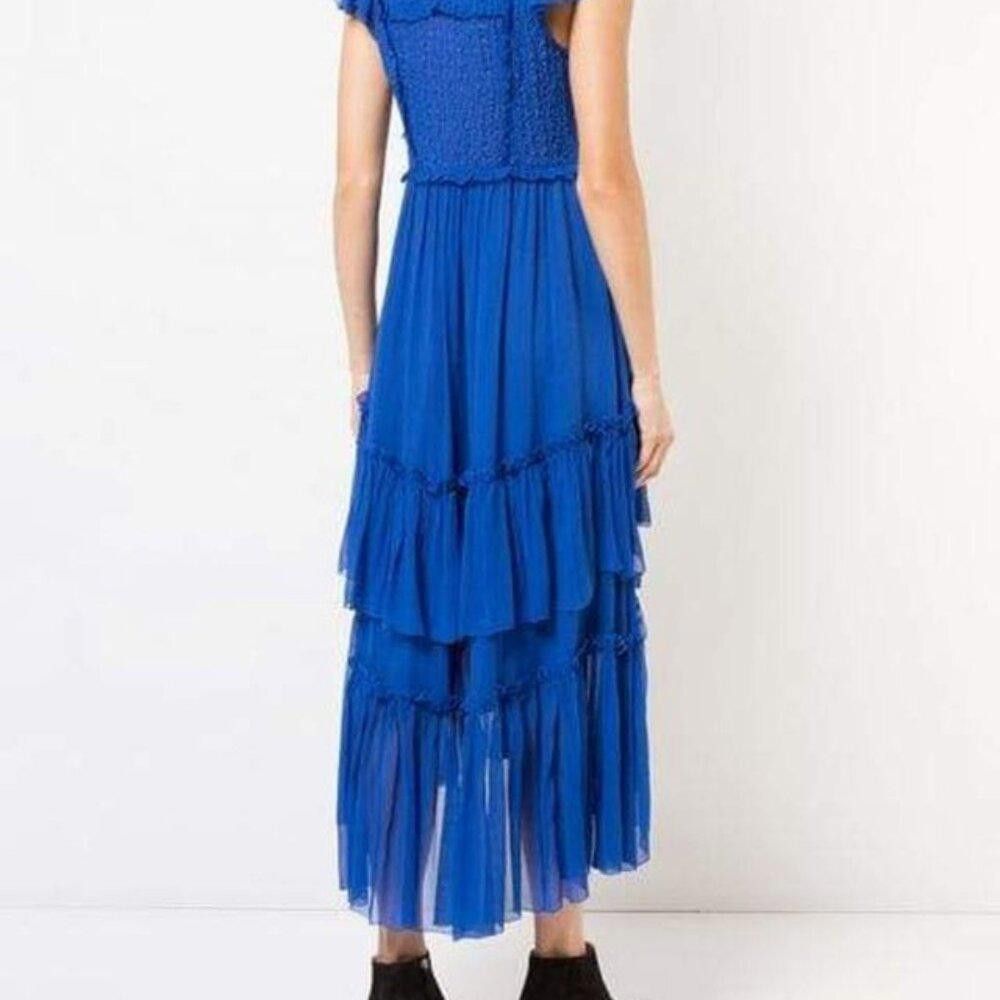 Designer Ulla Johnson Blue Chiffon Dress Size M / US 6-8 / IT 42-44 - 8 Thumbnail