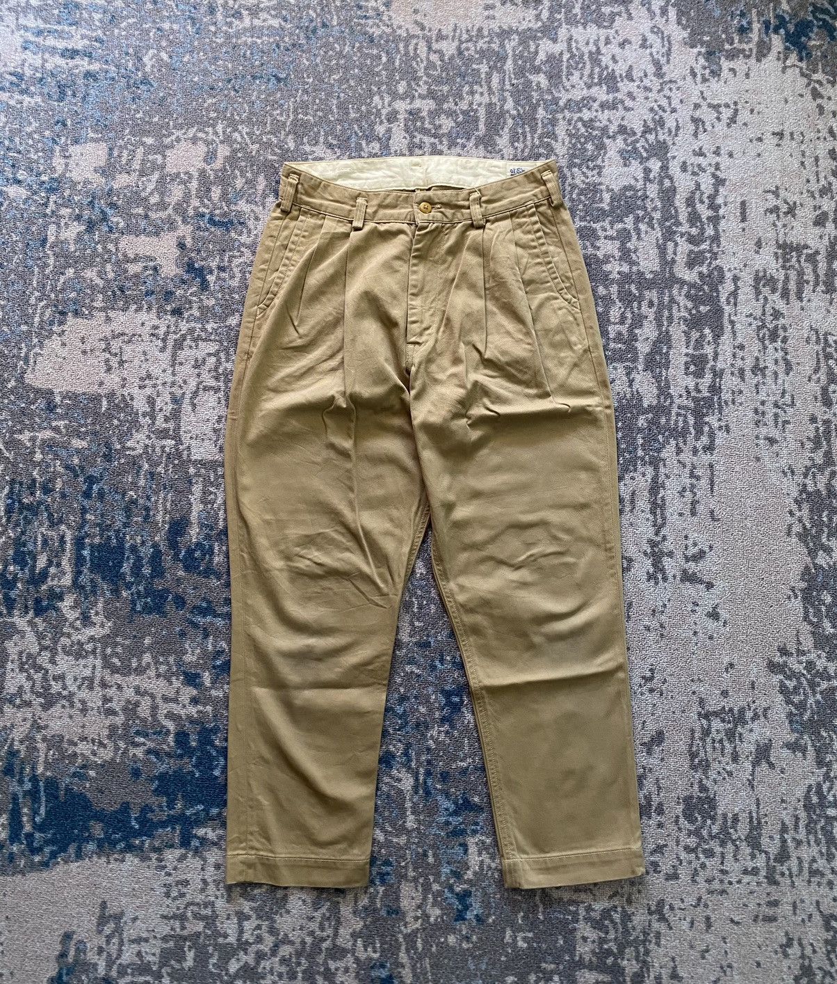 Orslow Orslow Billie Jean Chino Pants Two Pleat Tapered Leg Beige Size US 28 / EU 44 - 1 Thumbnail