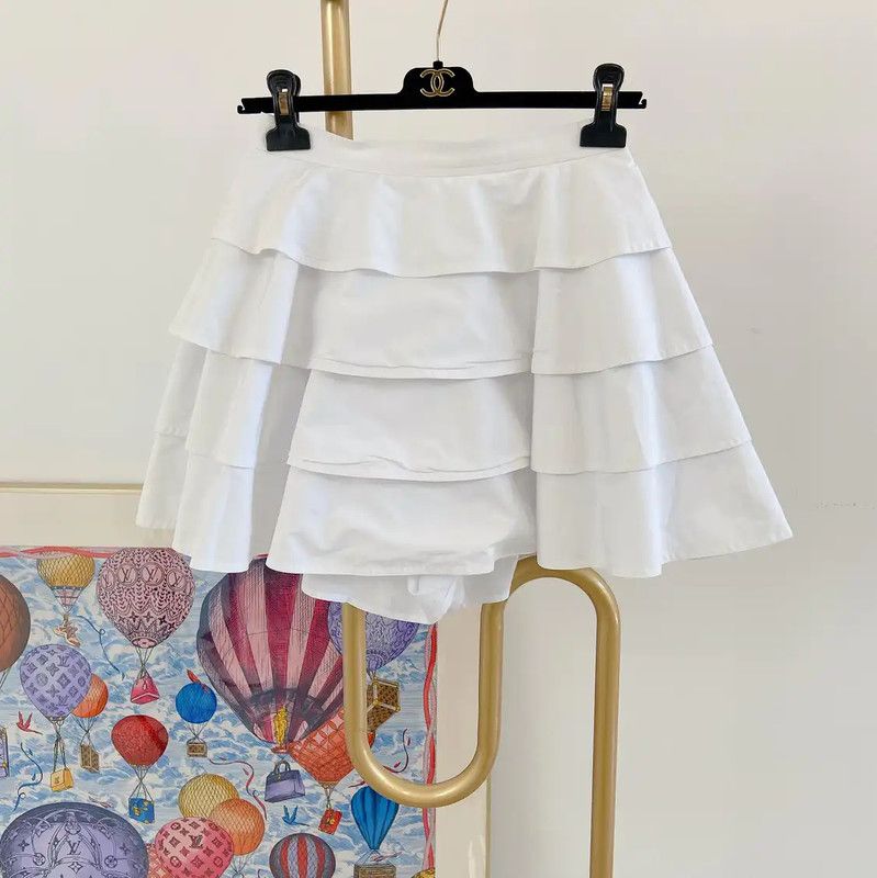 Louis Vuitton Louis Vuitton Summer White Cotton Mini Skirt 0089 Size 23" - 1 Thumbnail