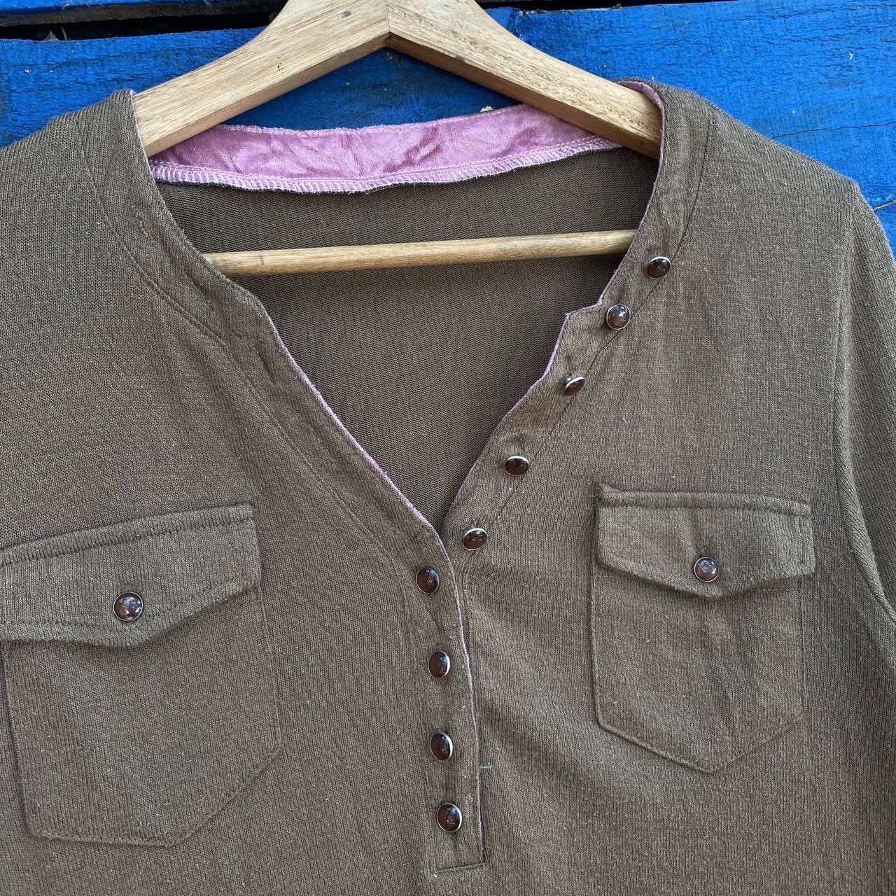 If Six Was Nine Vintage Africa Taro V Neck Button Long Sleeve tee Size US S / EU 44-46 / 1 - 2 Thumbnail