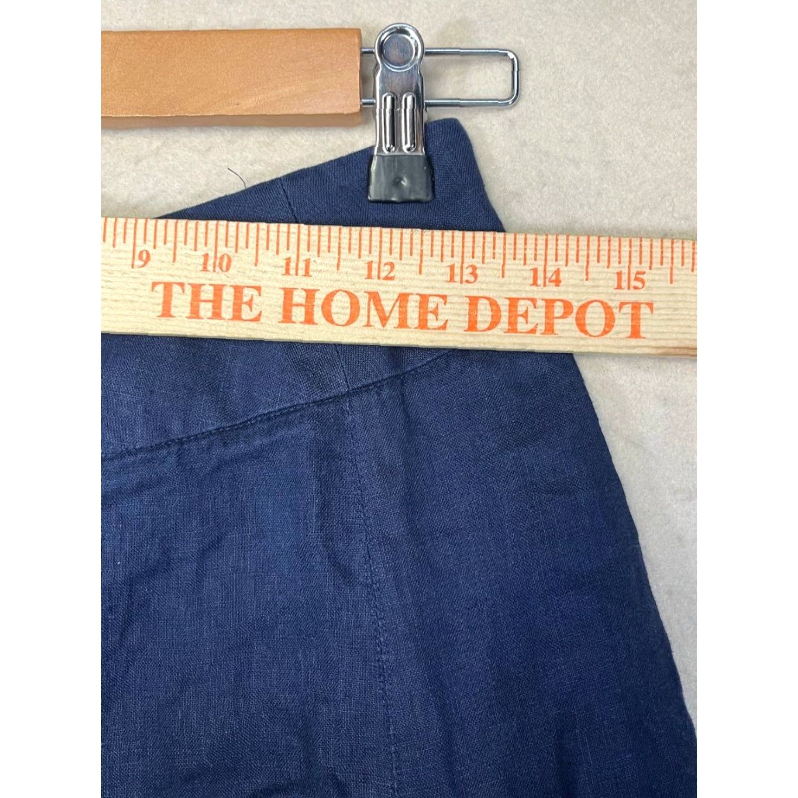 Vintage INC International Concepts Skirt Women Knee Length Linen Navy Blue 100% Linen A-Line 90s Boho Size 2 Size 26" / US 2 / IT 38 - 4 Thumbnail